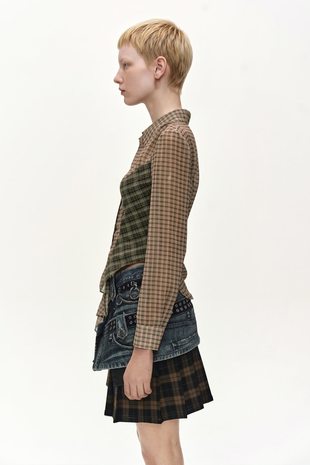 Andersson Bell - Asymmetric Studded Mesh Shirt (brown) (Brown) product image 5 | TRAB K-Fashion Australia