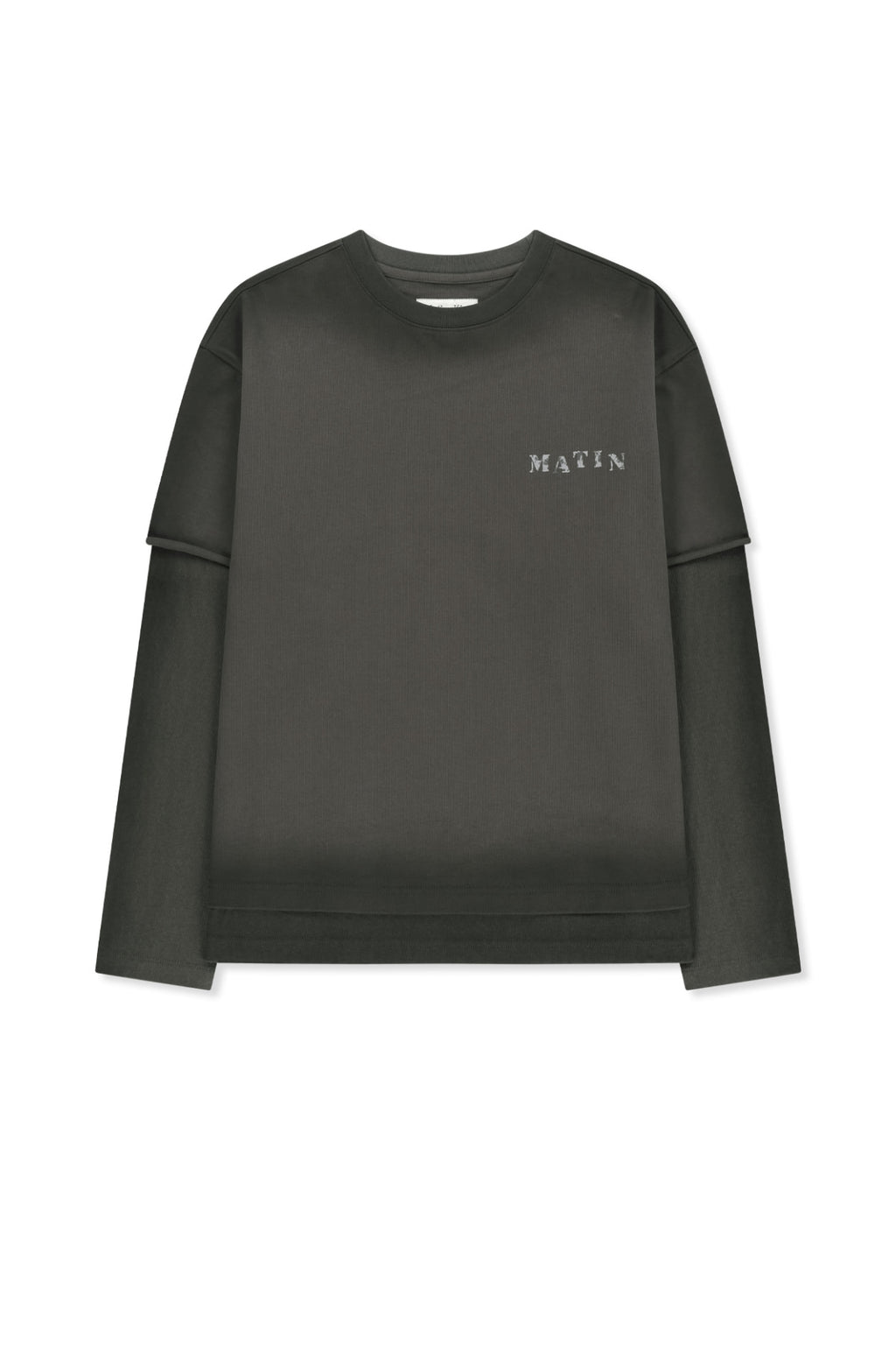 Matin Kim - Dust Washed Logo Layered Top (Charcoal) product image 1 | TRAB K-Fashion Australia