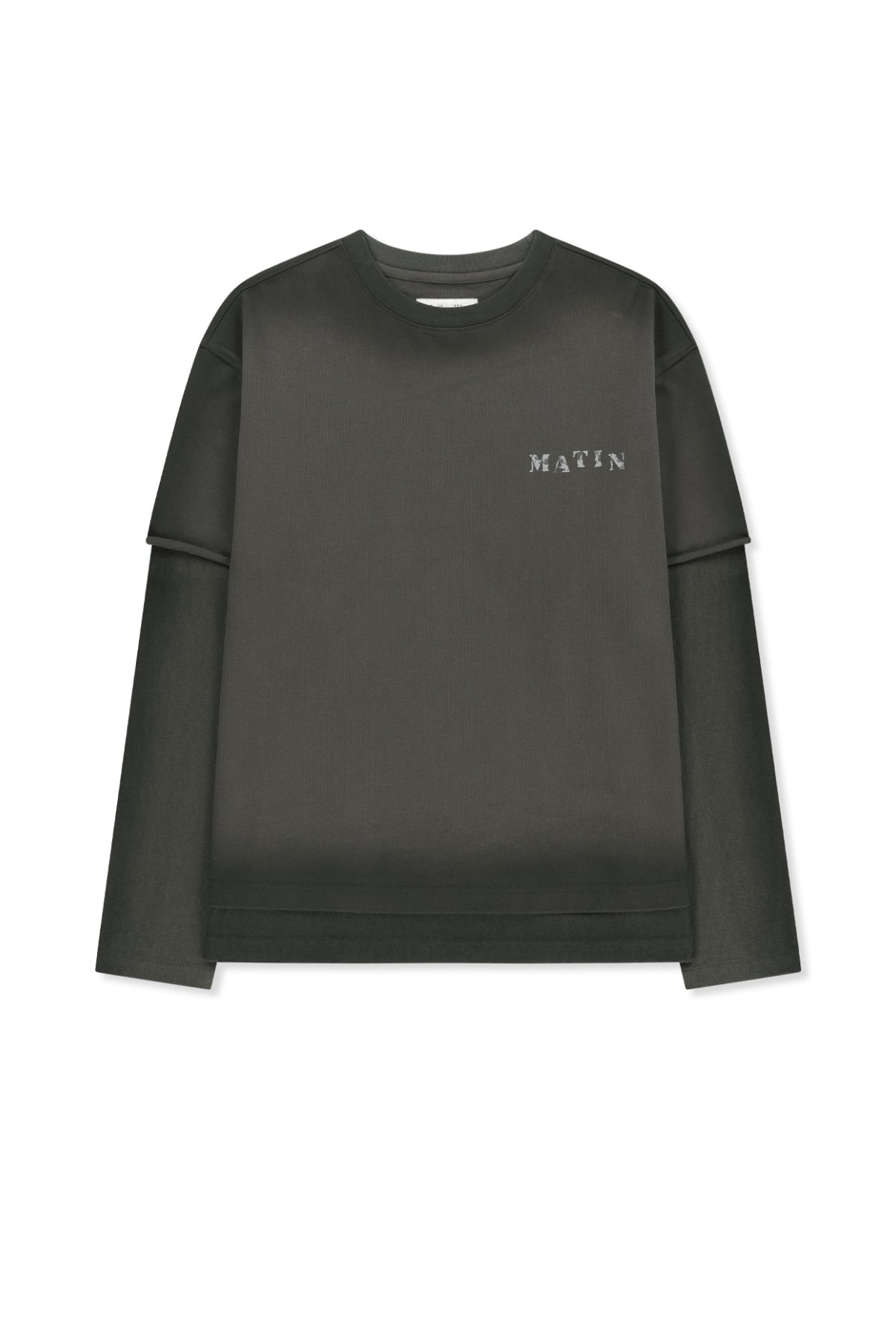 Matin Kim - Dust Washed Logo Layered Top (Charcoal) product image 1 | TRAB K-Fashion Australia