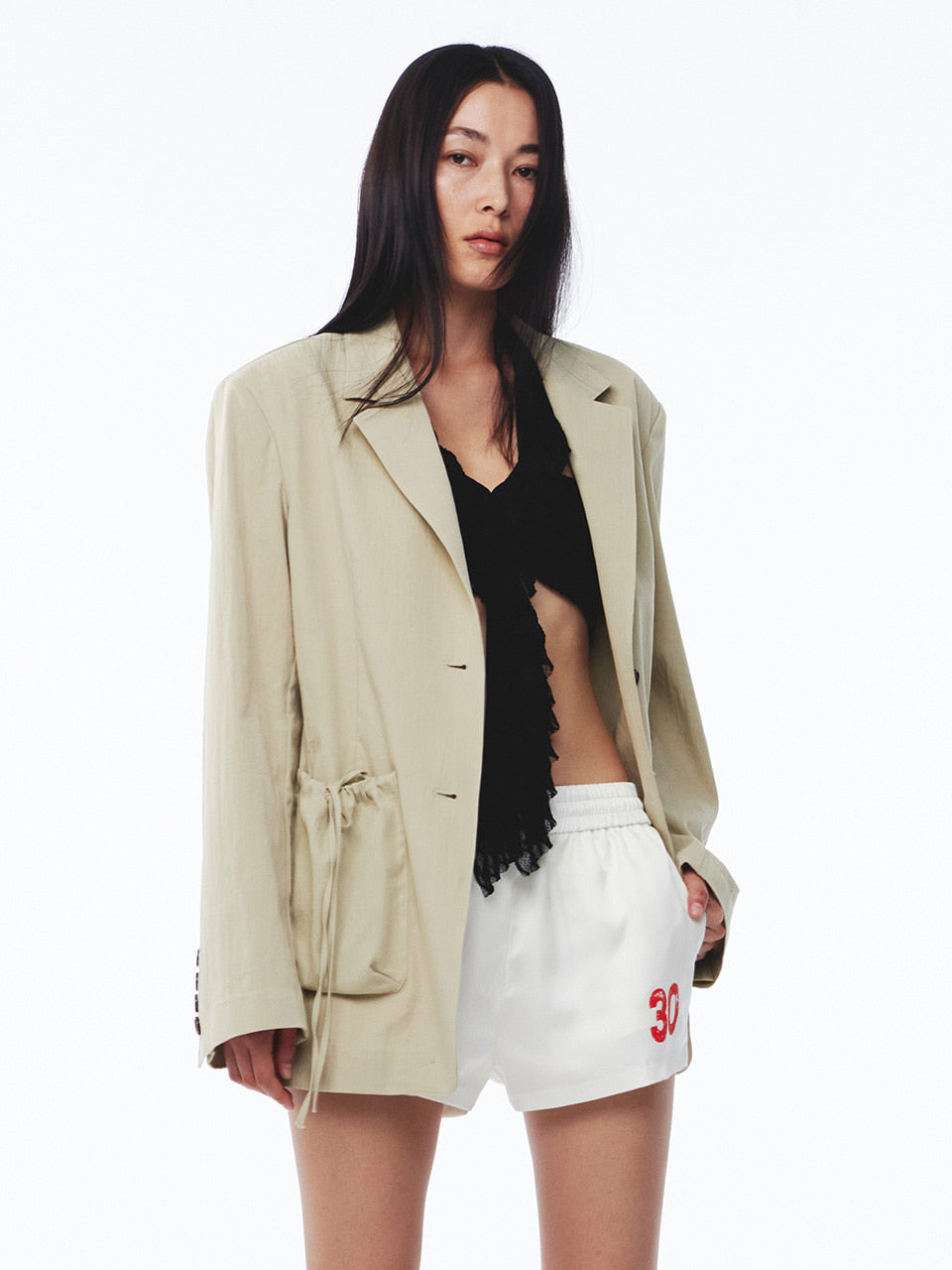 Kijun - Shirring Pocket Blazer (Beige) product image 5 | TRAB K-Fashion Australia