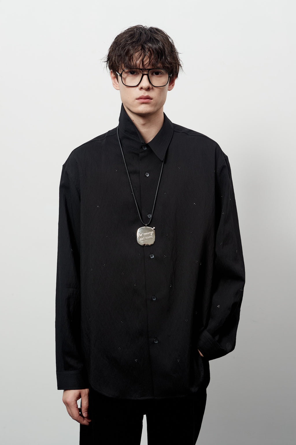 Stu - Crystal Stripe Shirt (Black) product image 11 | TRAB K-Fashion Australia