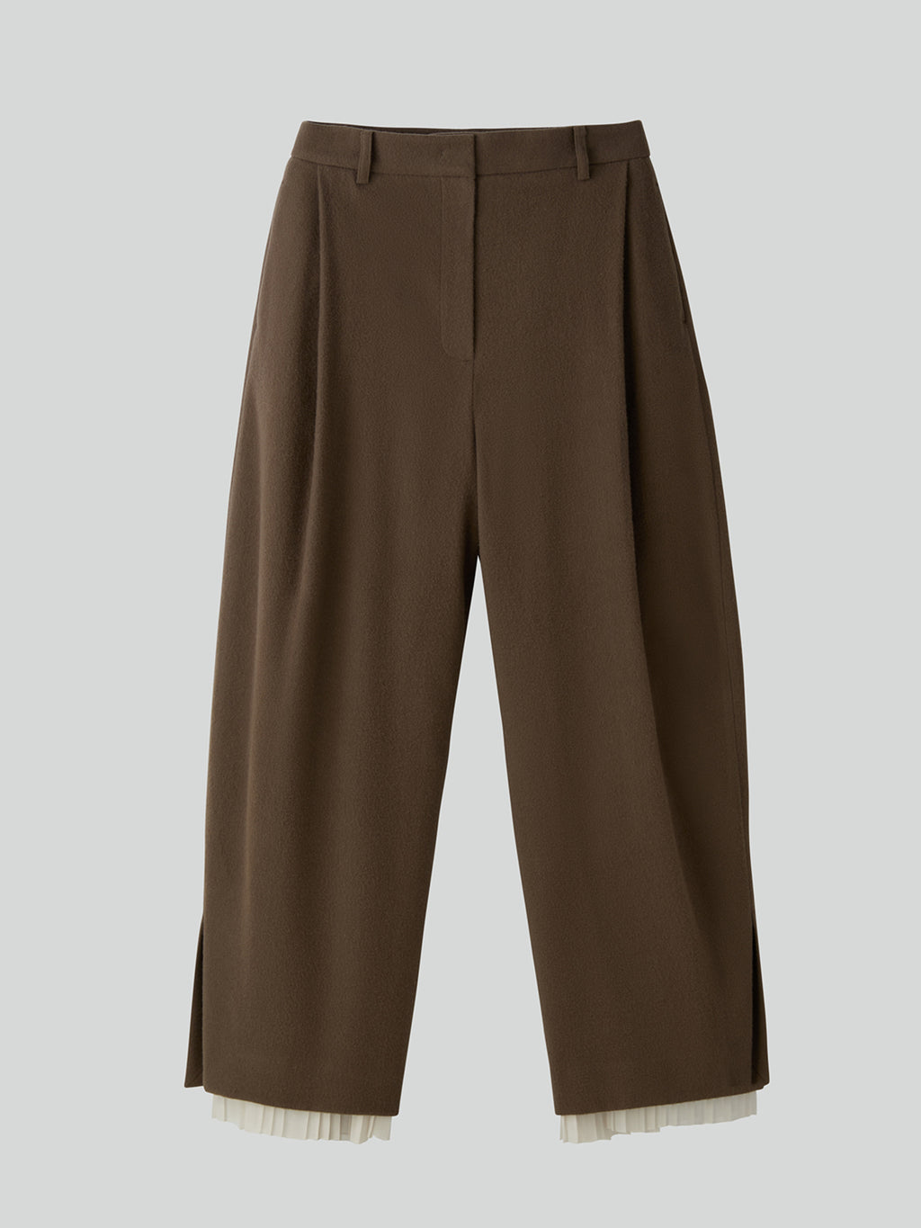 Recto - Pleats Layered Wool Pants (Greyish Khaki) product image 9 | TRAB K-Fashion Australia