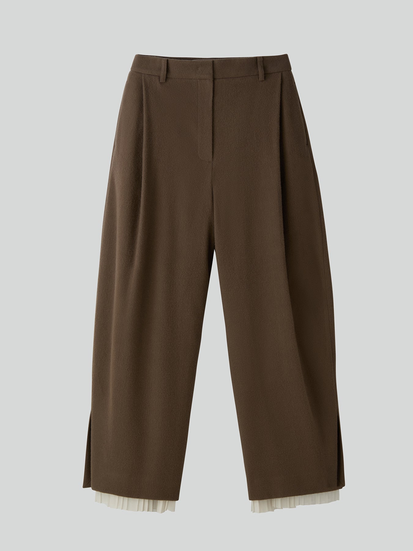 Recto - Pleats Layered Wool Pants (Greyish Khaki) product image 9 | TRAB K-Fashion Australia