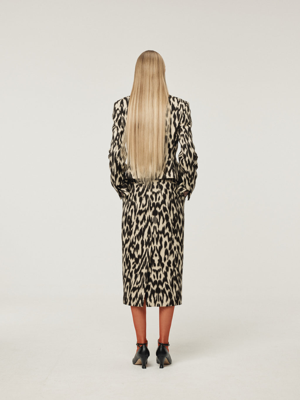 Recto - Leopard Wool Midi Skirt (Dark Brown) product image 4 | TRAB K-Fashion Australia