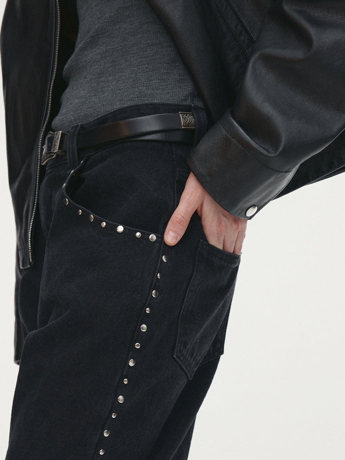 Tonywack - Metal Stud Straight-Leg Denim Jeans (Faded Black) product image 4 | TRAB K-Fashion Australia