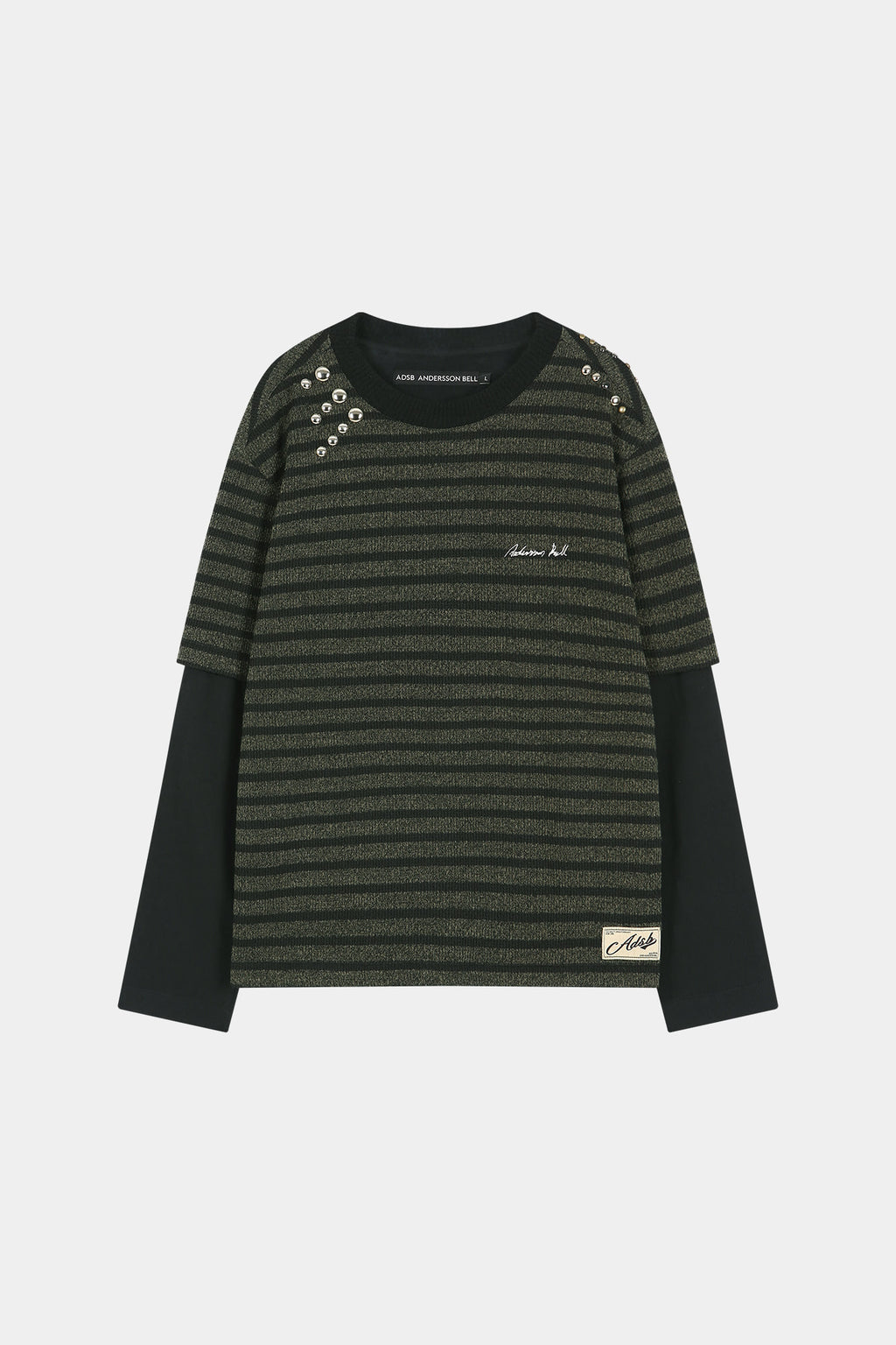 Andersson Bell - Unisex Studded Stripe Layered Sweater (black) (Black) product image 7 | TRAB K-Fashion Australia