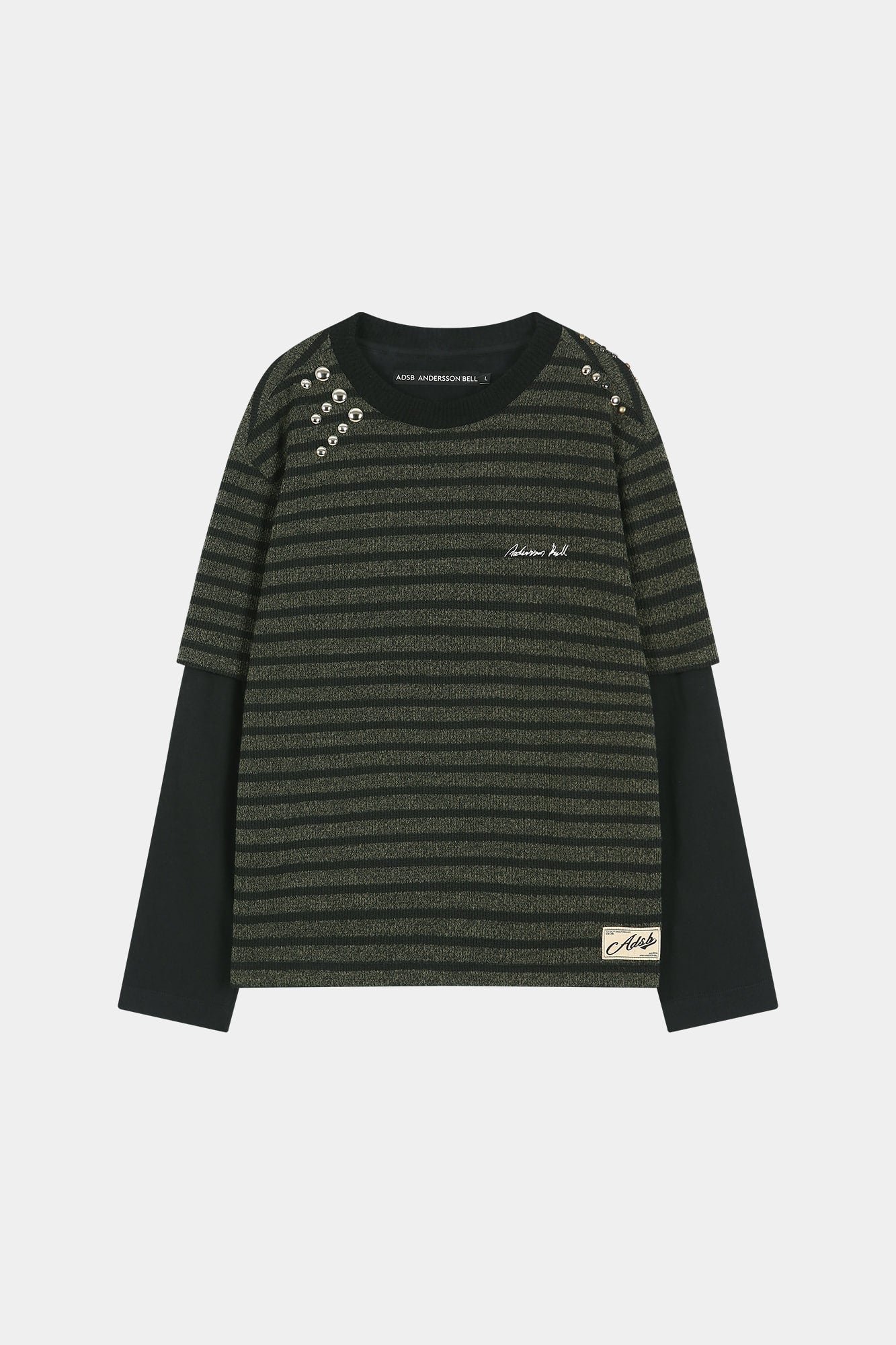 Andersson Bell - Unisex Studded Stripe Layered Sweater (black) (Black) product image 7 | TRAB K-Fashion Australia