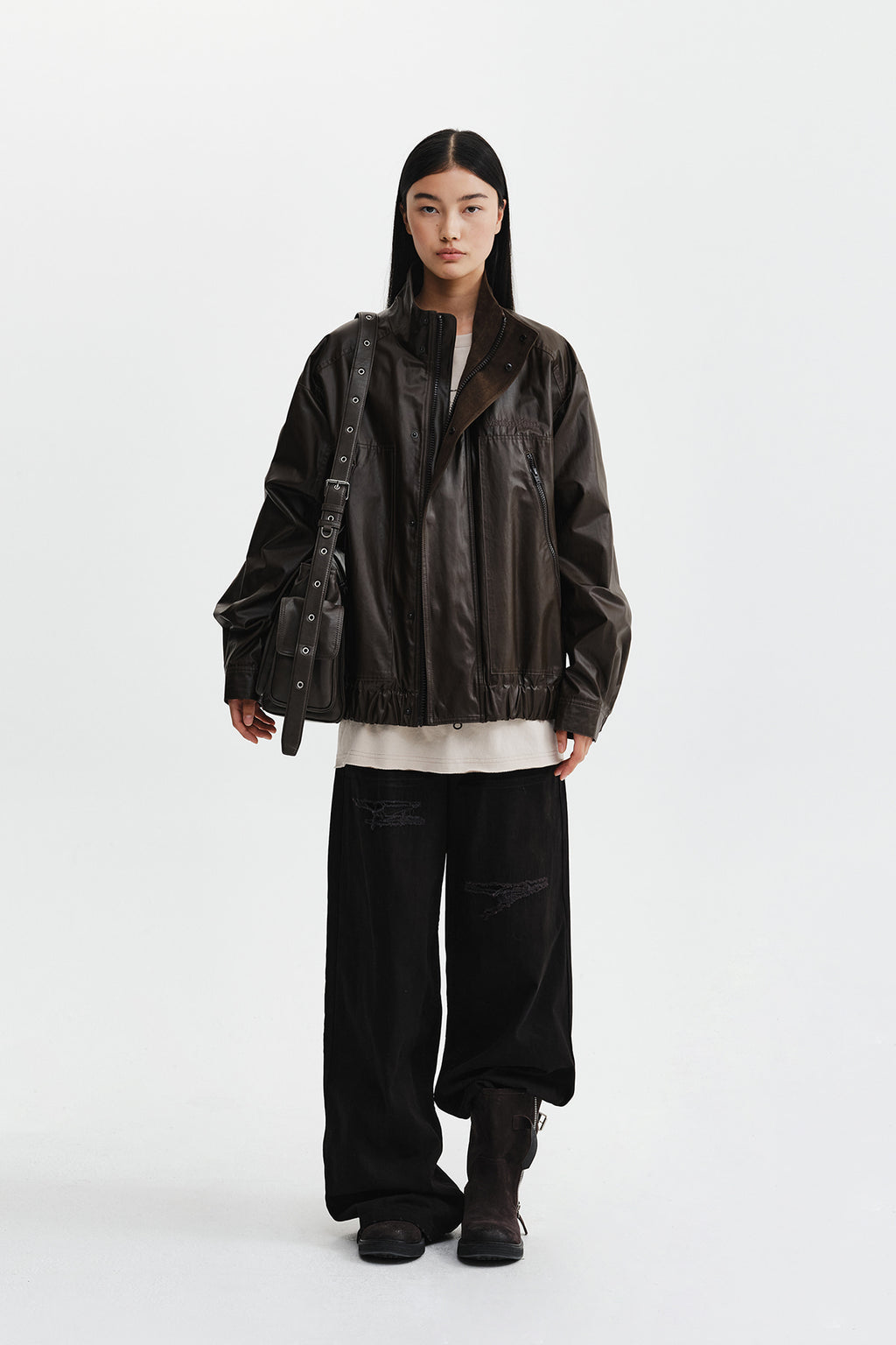 Matin Kim - Distressed Herringbone Wide Pants (Black) product image 11 | TRAB K-Fashion Australia
