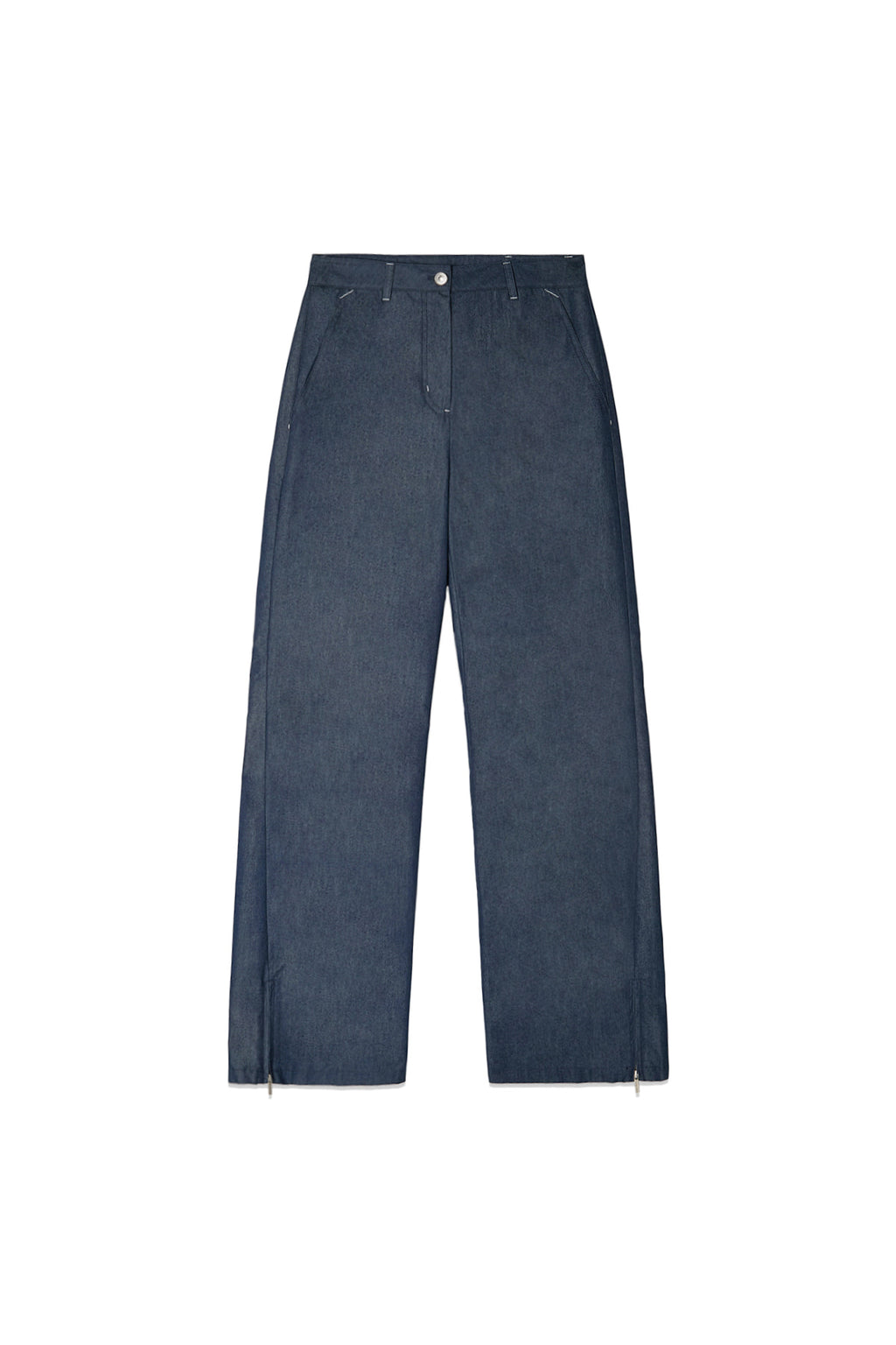 Matin Kim - Back Tuck Detail Denim Like Pants (Navy) product image 1 | TRAB K-Fashion Australia