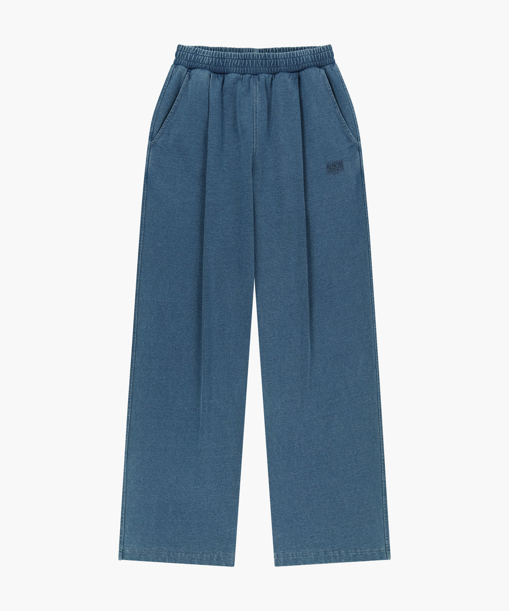 Marithe & Francois Girbaud - Crack Classic Logo Dyeing One Tuck Wide Sweat Pants (Blue) product image 6 | TRAB K-Fashion Australia