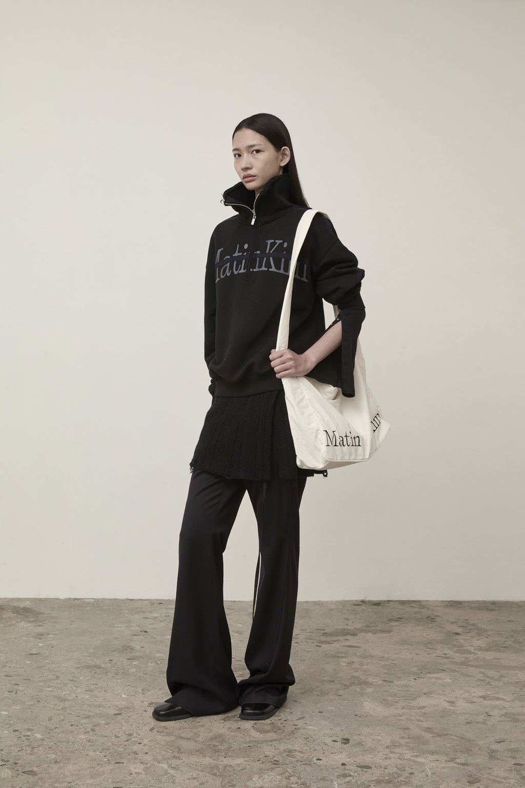 Matin Kim - Cut Out Half Zip Sweatshirt (Black) product image 9 | TRAB K-Fashion Australia