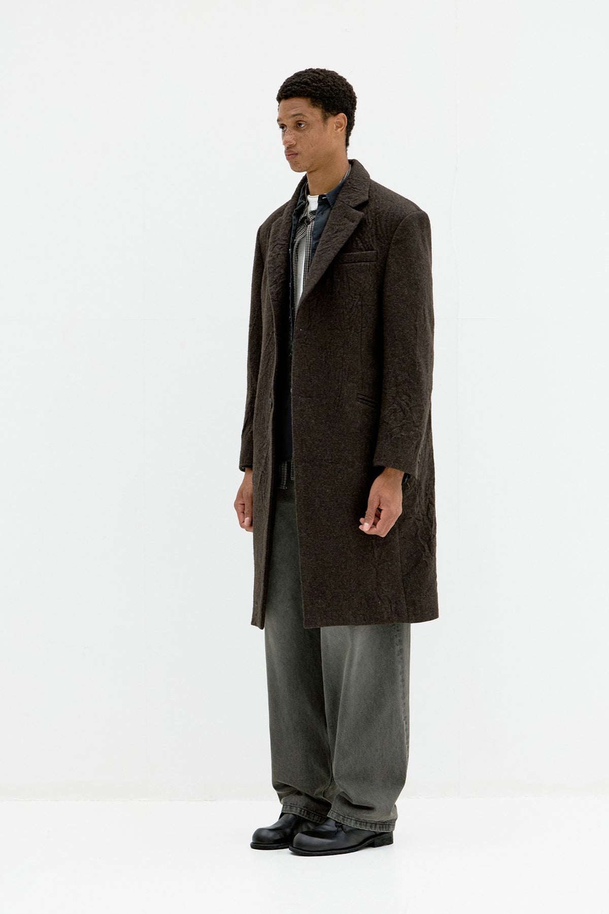Coor - Crease Washed Wool Single Coat (Dark Brown) product image 3 | TRAB K-Fashion Australia