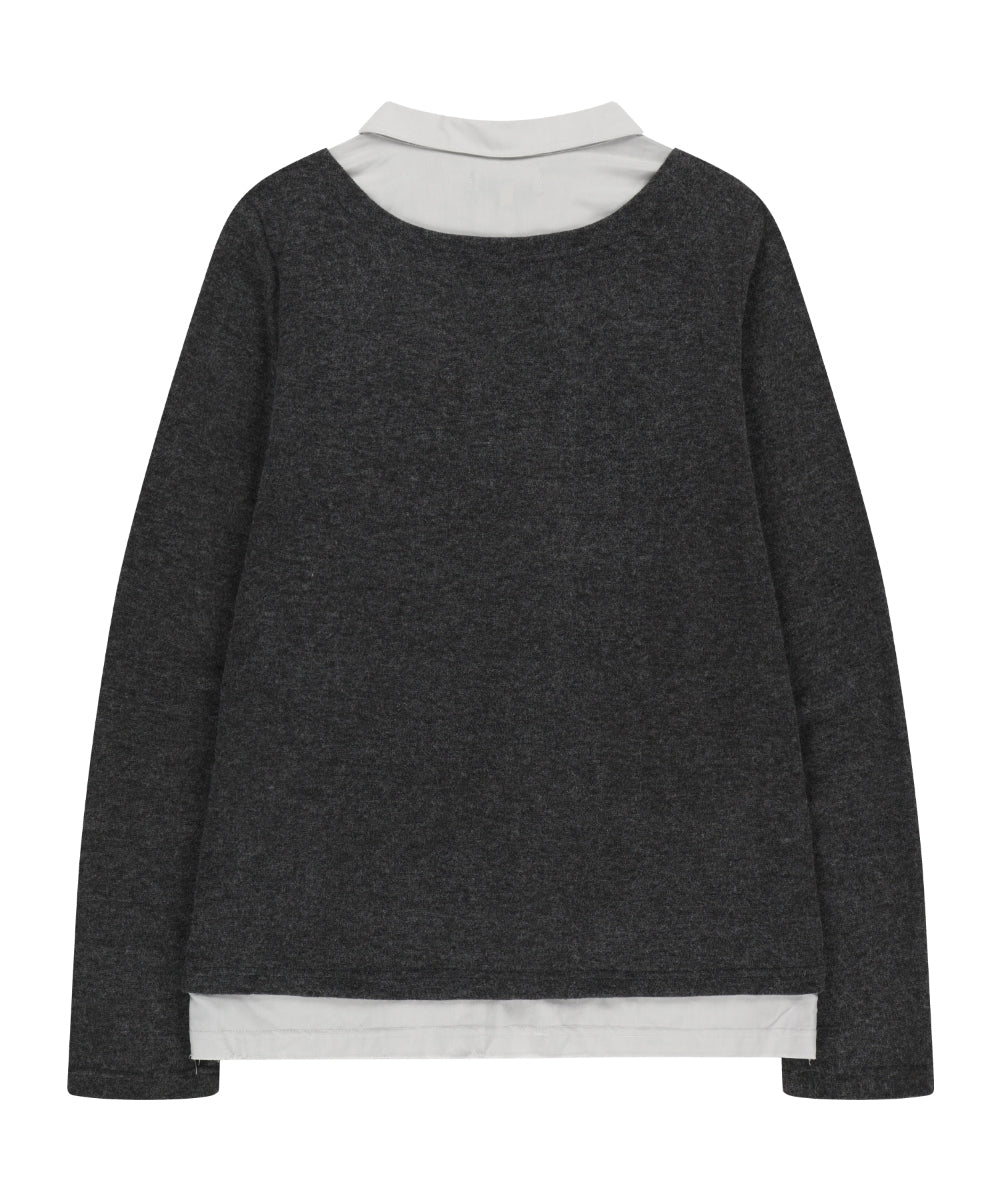 Coyseio - Layered Shirt Cardigan (Dark Grey) product image 11 | TRAB K-Fashion Australia