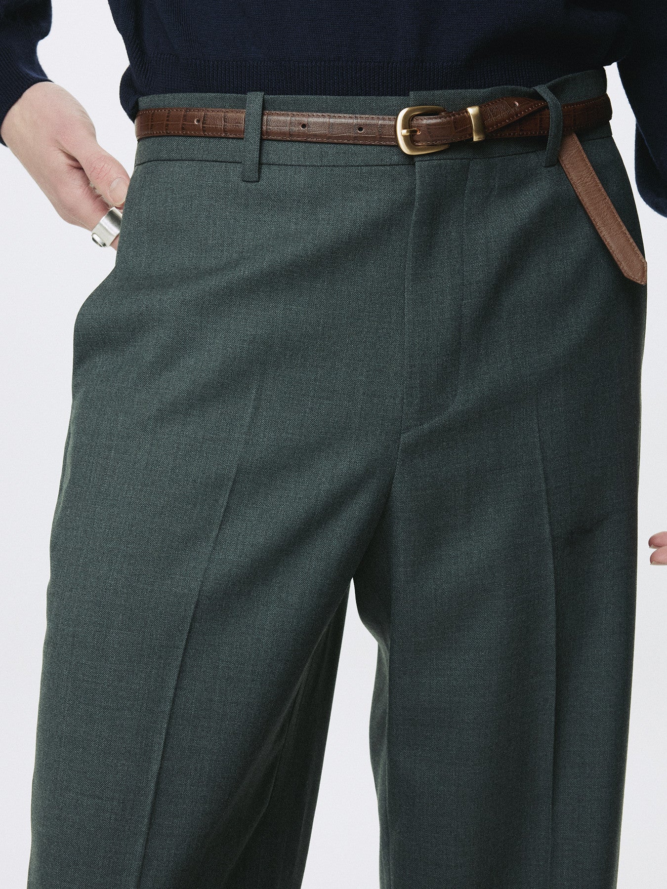 Tonywack - Wool Cuffed Trousers (Moss Grey) product image 8 | TRAB K-Fashion Australia