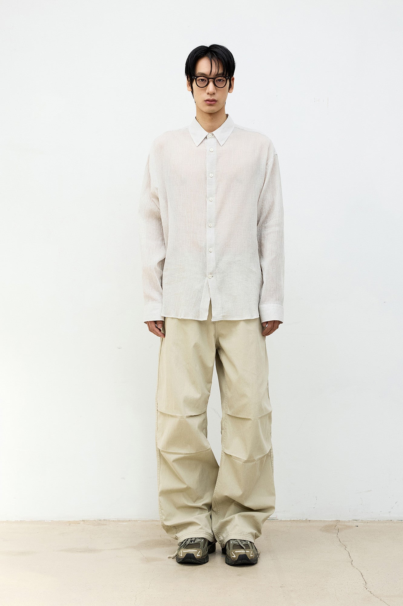 Coor - Stripe See-Through Cotton Shirt (Ivory) product image 2 | TRAB K-Fashion Australia
