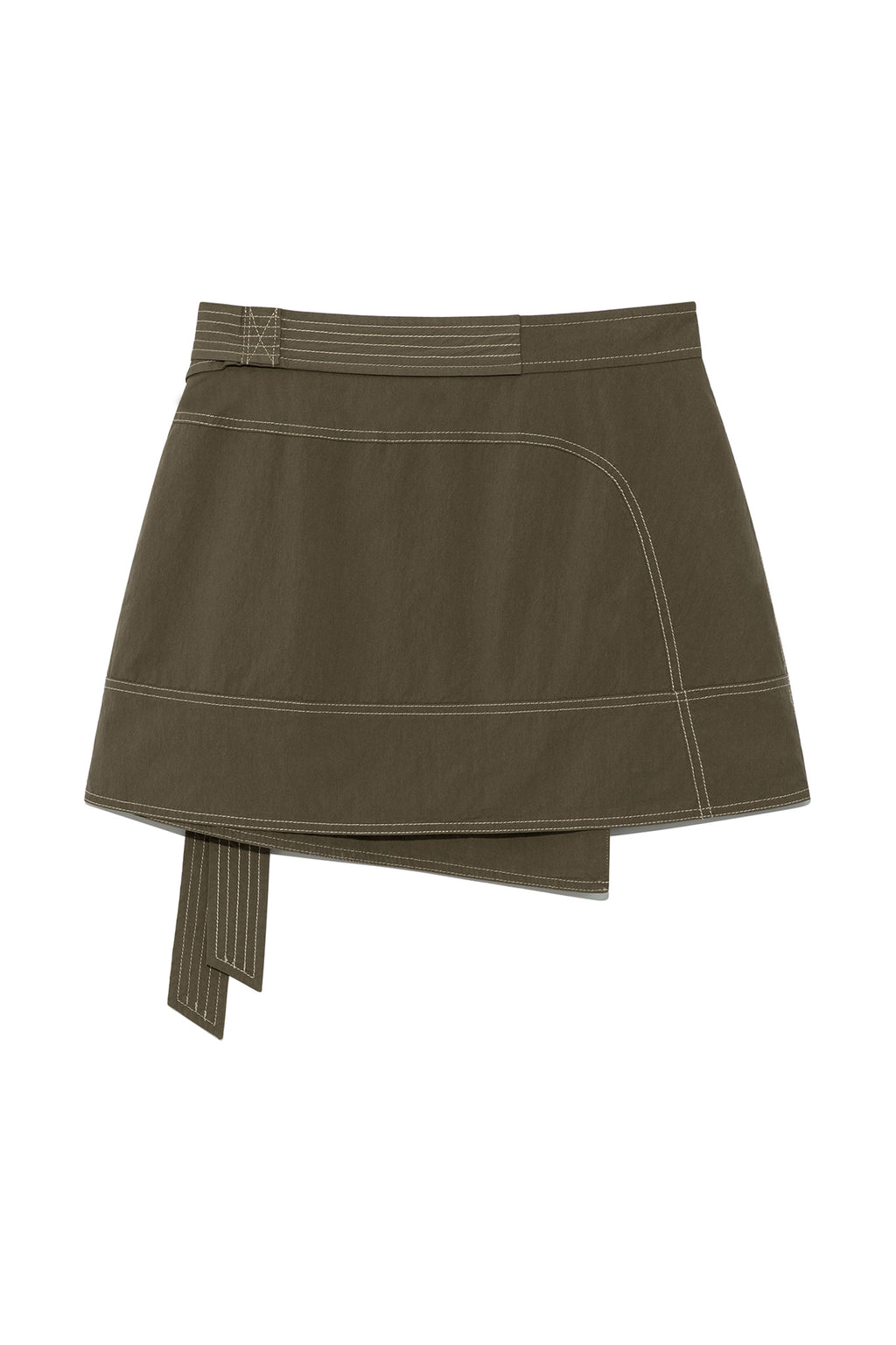 Matin Kim - Stitch Point Belted Wrap Skirt (Khaki) product image 2 | TRAB K-Fashion Australia