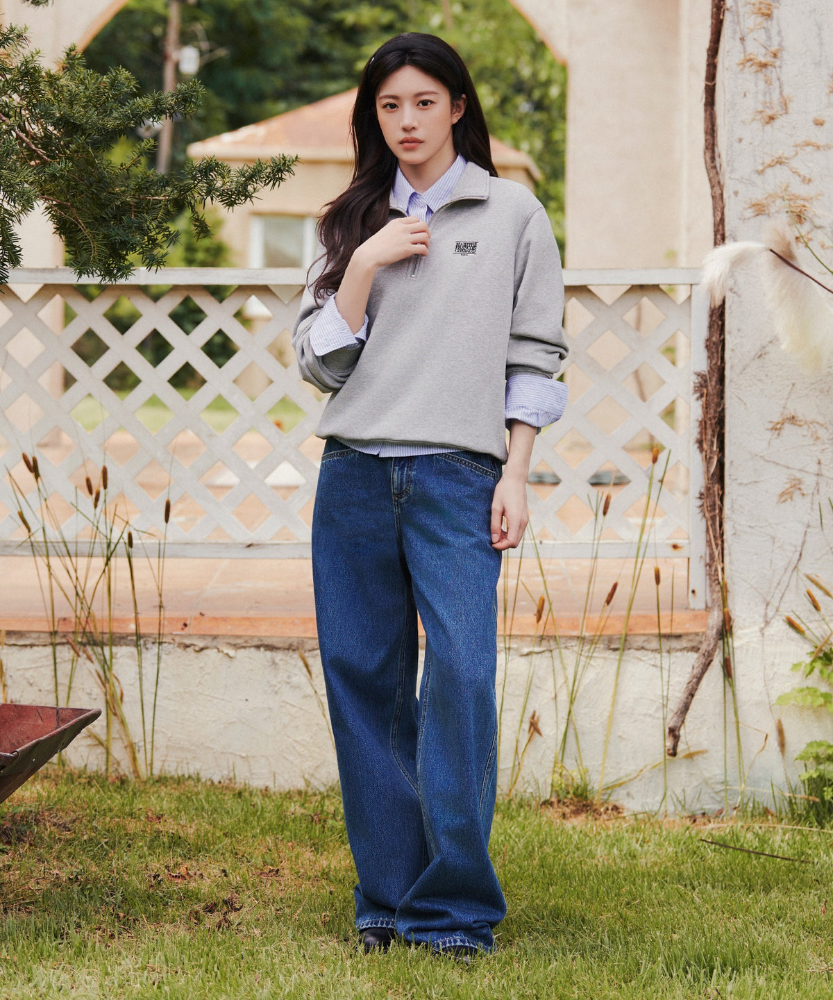 Marithe & Francois Girbaud - X-pocket Semi-wide Denim Pants (Blue) product image 1 | TRAB K-Fashion Australia