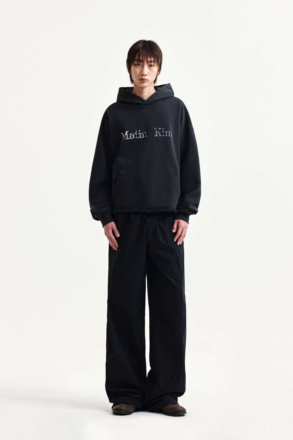 Matin Kim - Raw Edge Hem Sweat Hoody (Charcoal) product image 14 | TRAB K-Fashion Australia