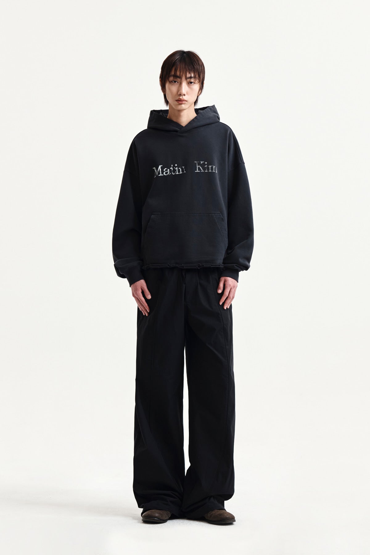 Matin Kim - Raw Edge Hem Sweat Hoody (Charcoal) product image 14 | TRAB K-Fashion Australia
