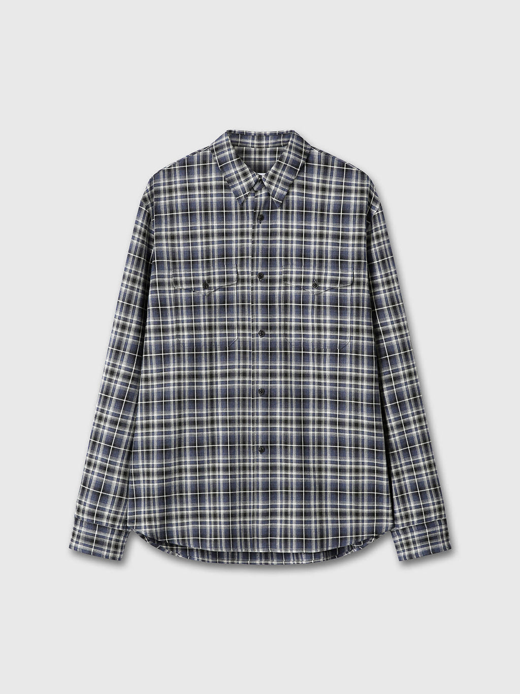 Tonywack - Checked Cotton Double Pocket Shirt (Blue) product image 8 | TRAB K-Fashion Australia