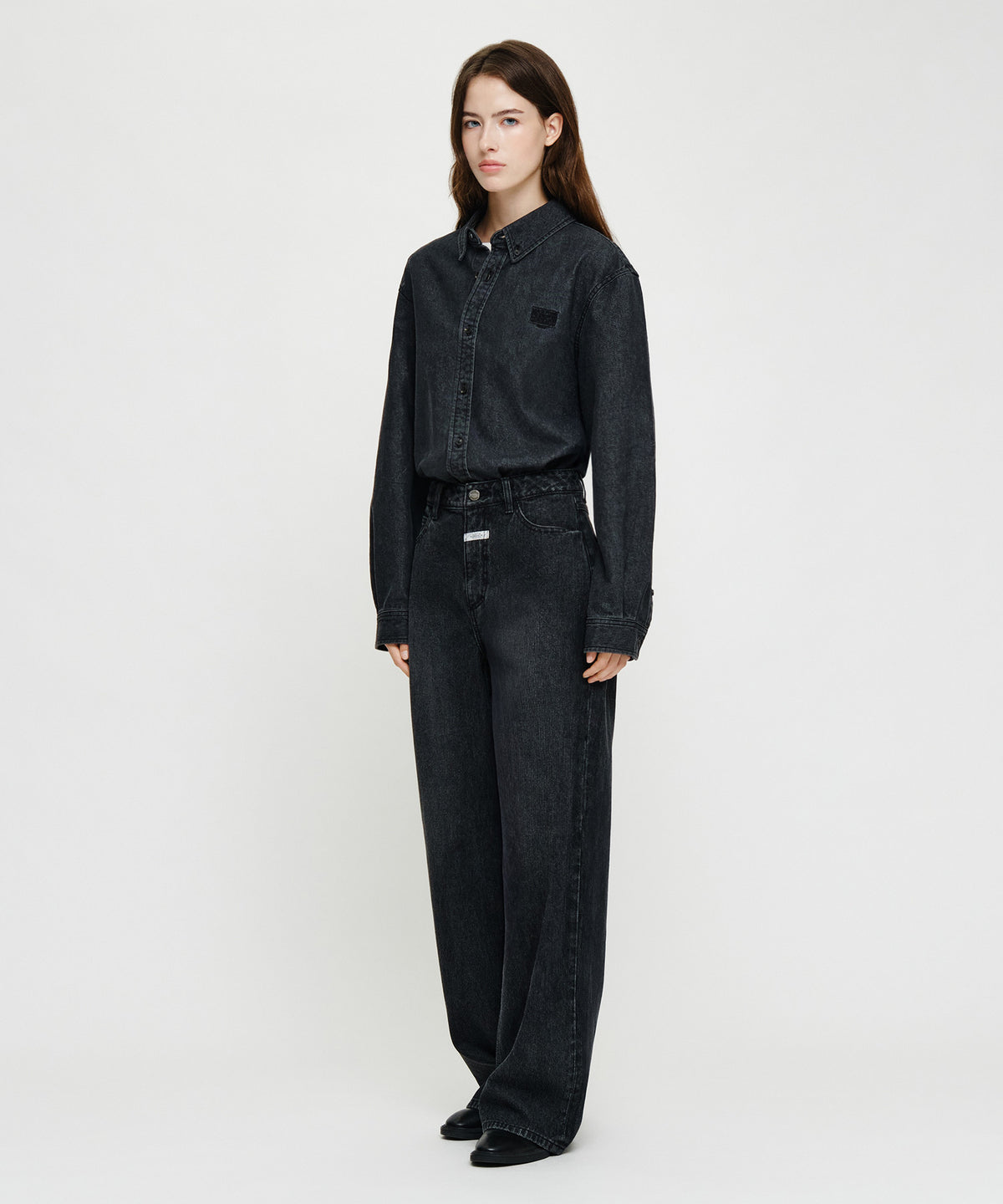 Marithe & Francois Girbaud - [Pre-order – Ships 7 Oct] Semi-wide Stripe Denim Pants (Black) product image 4 | TRAB K-Fashion Australia