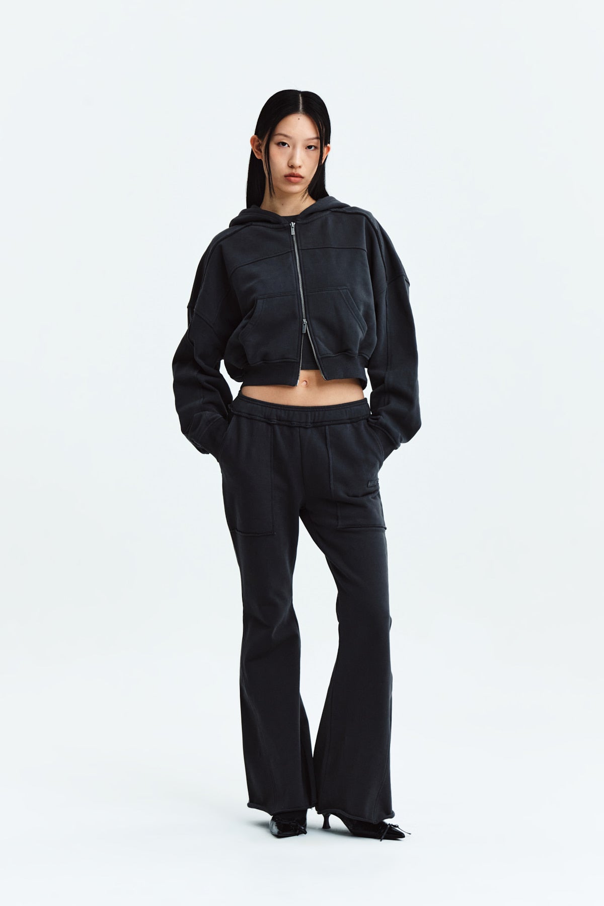Matin Kim - Cut Out Detail Sweatpants (Charcoal) product image 8 | TRAB K-Fashion Australia