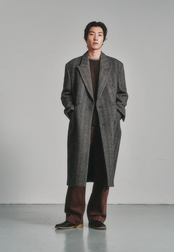 Art if acts - Leather Collar Double-Breasted Coat (Taupe) product image 1 | TRAB K-Fashion Australia