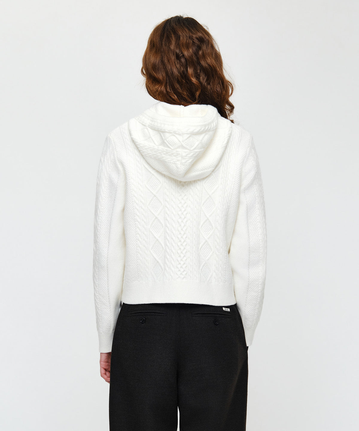 Marithe & Francois Girbaud - Micro Classic Logo Cable Hooded Knit (White) product image 3 | TRAB K-Fashion Australia