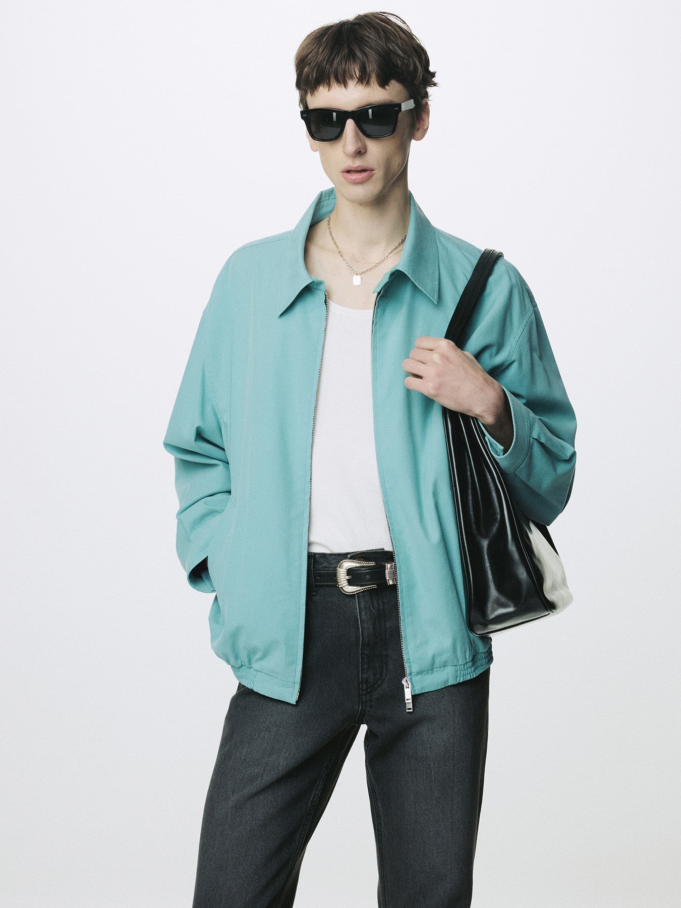 Tonywack - Washed Cotton Lyocell Blouson Jacket (Turquoise) product image 6 | TRAB K-Fashion Australia