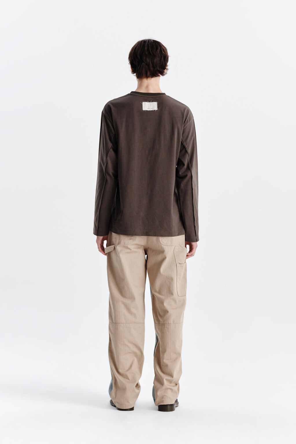 Matin Kim - Diagonal Overfit Long Sleeve Top (Khaki) product image 6 | TRAB K-Fashion Australia