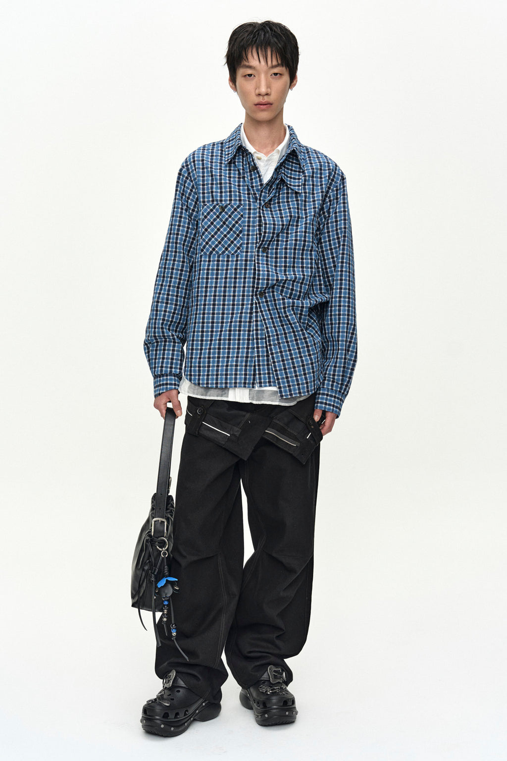 Andersson Bell - Blue Check Layered Shirt (Blue) product image 8 | TRAB K-Fashion Australia