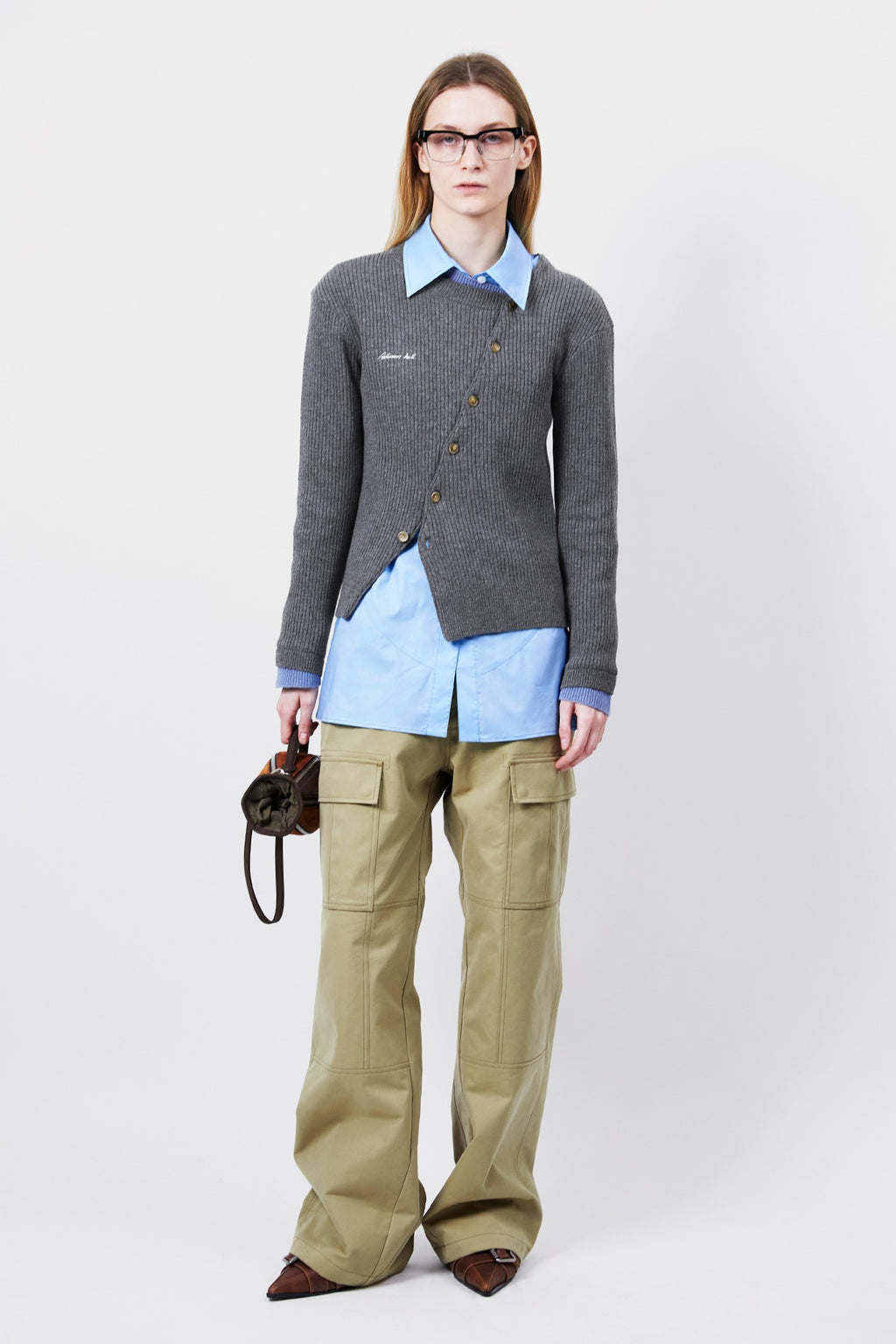 Andersson Bell - Button Slim Knit Cardigan (Grey) product image 1 | TRAB K-Fashion Australia