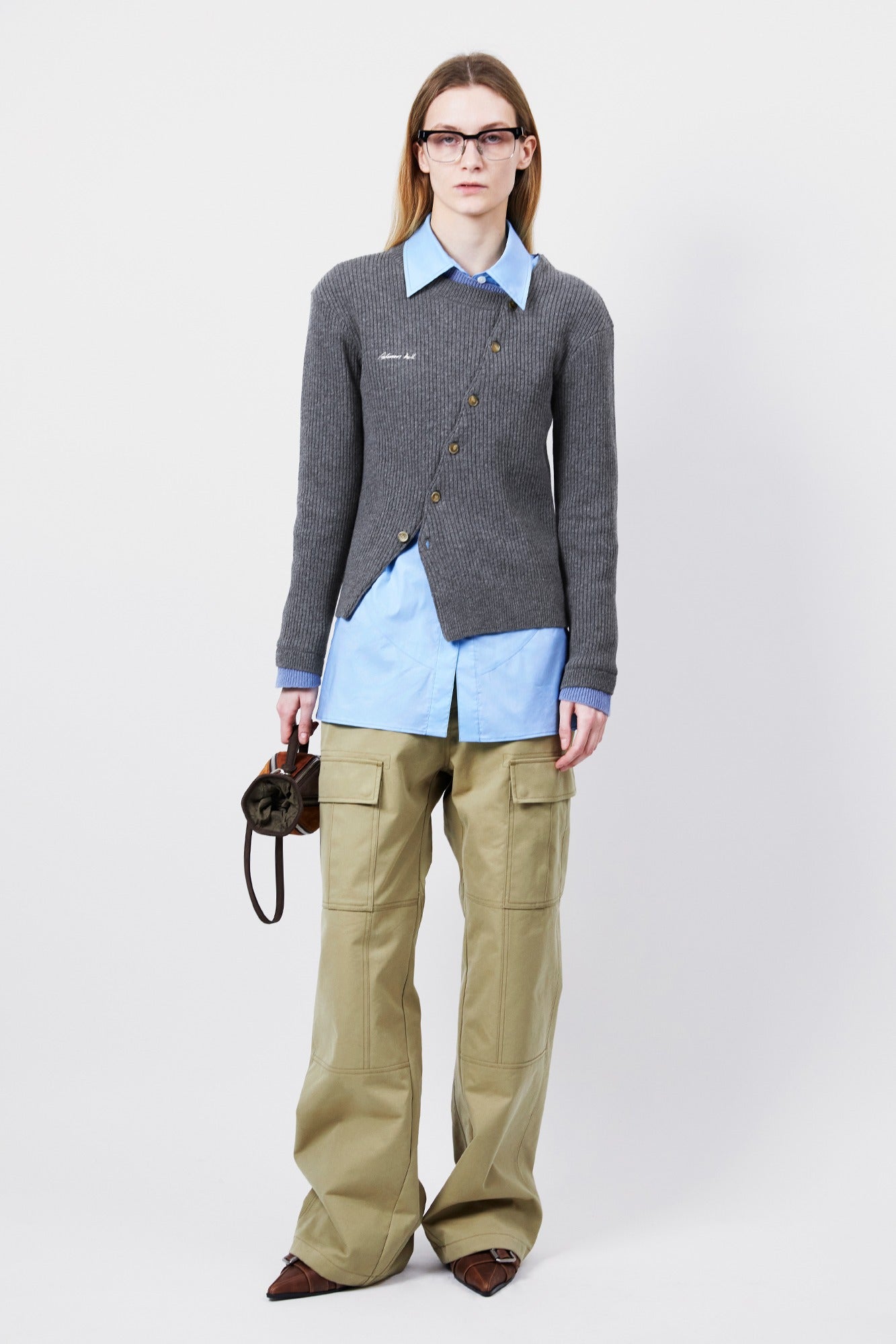 Andersson Bell - Button Slim Knit Cardigan (Grey) product image 1 | TRAB K-Fashion Australia
