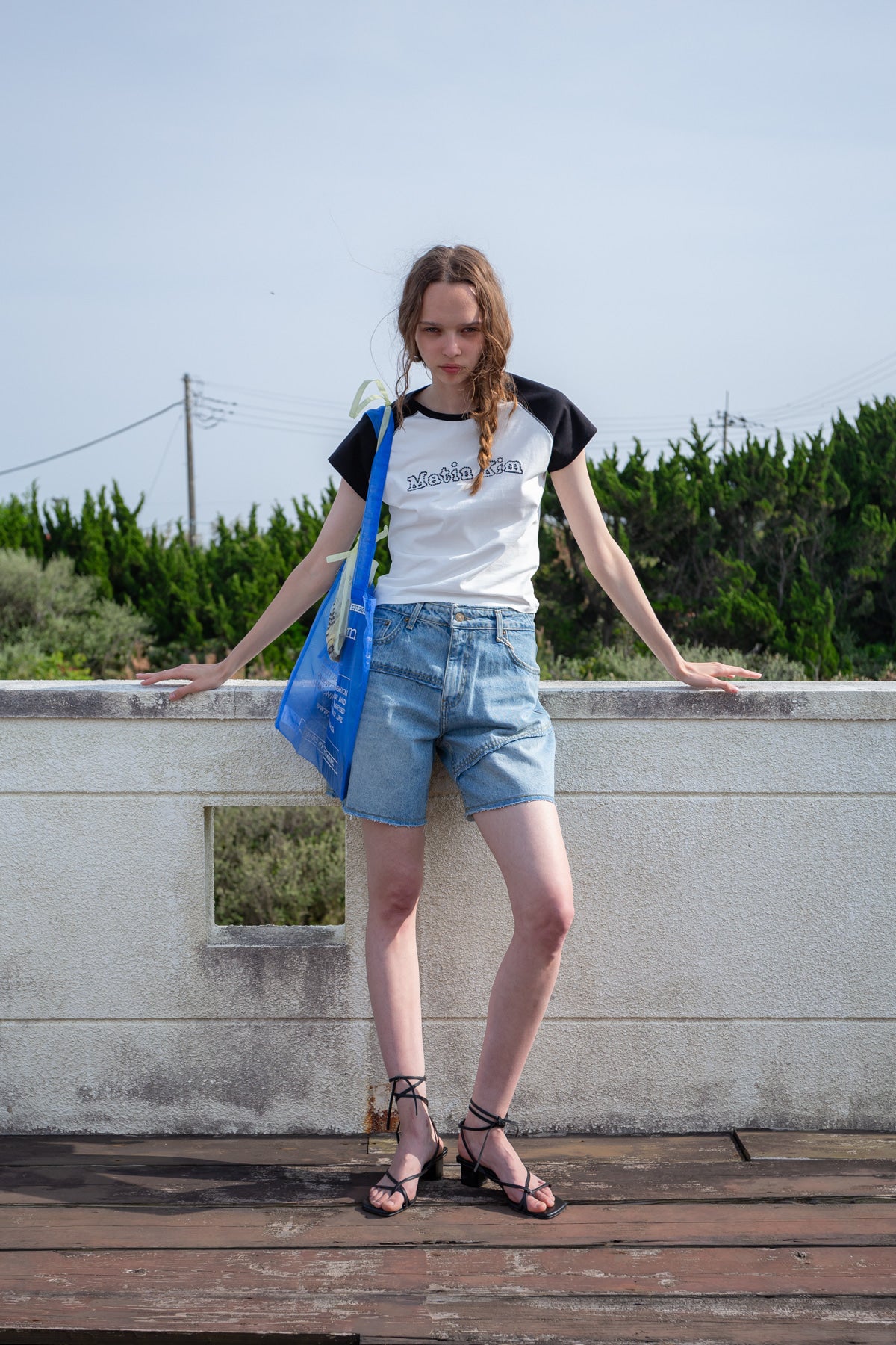 Matin Kim - Flower Stitch Raglan Logo Top (Black) product image 11 | TRAB K-Fashion Australia