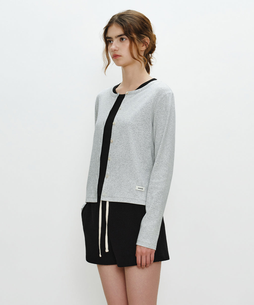 Marithe & Francois Girbaud - Basic Cotton Cardigan (Light Heather Gray) product image 2 | TRAB K-Fashion Australia