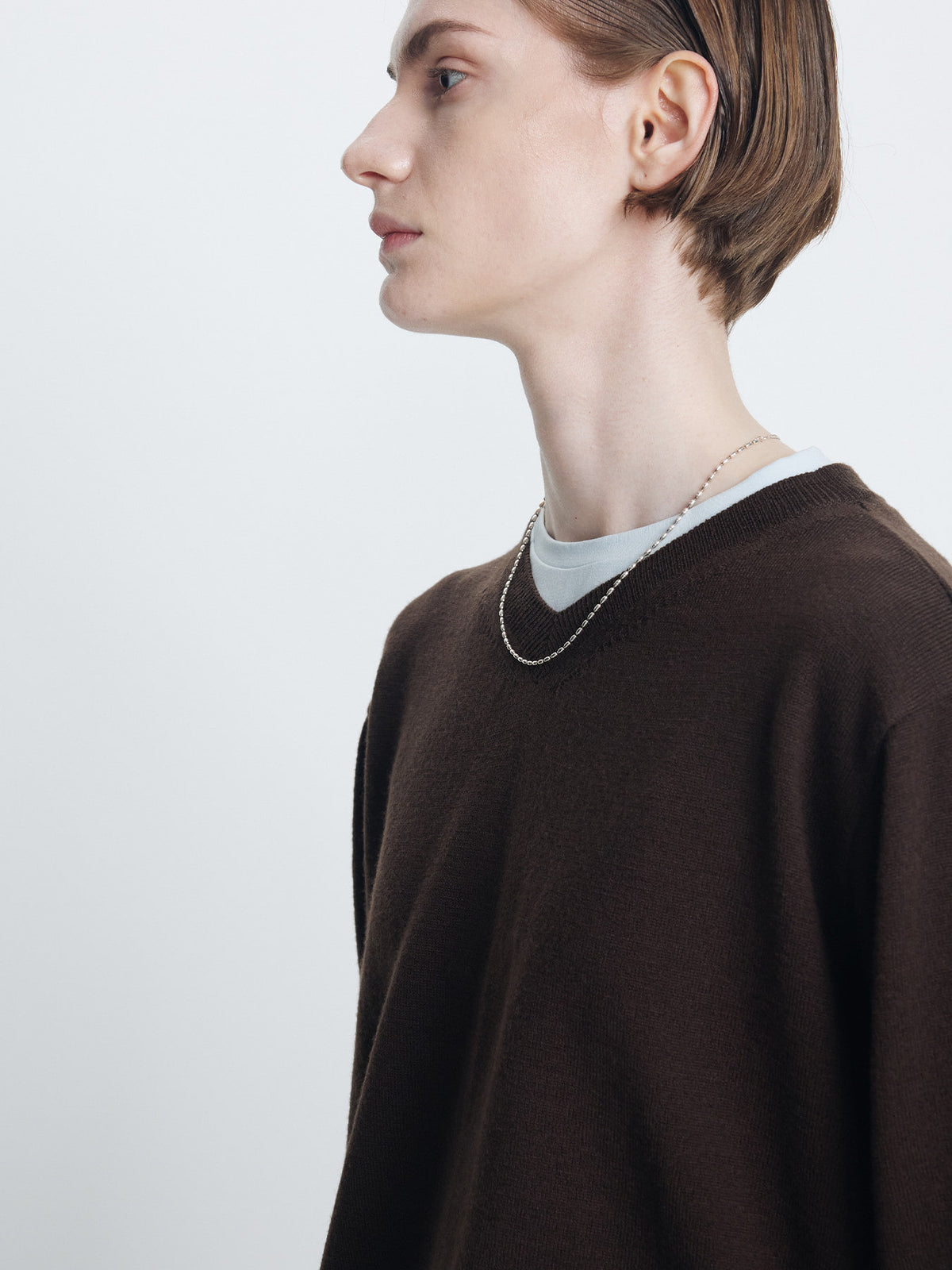 Tonywack - Superfine Wool Layered V-Neck Knit Sweater (Brown/Baby Blue) product image 6 | TRAB K-Fashion Australia