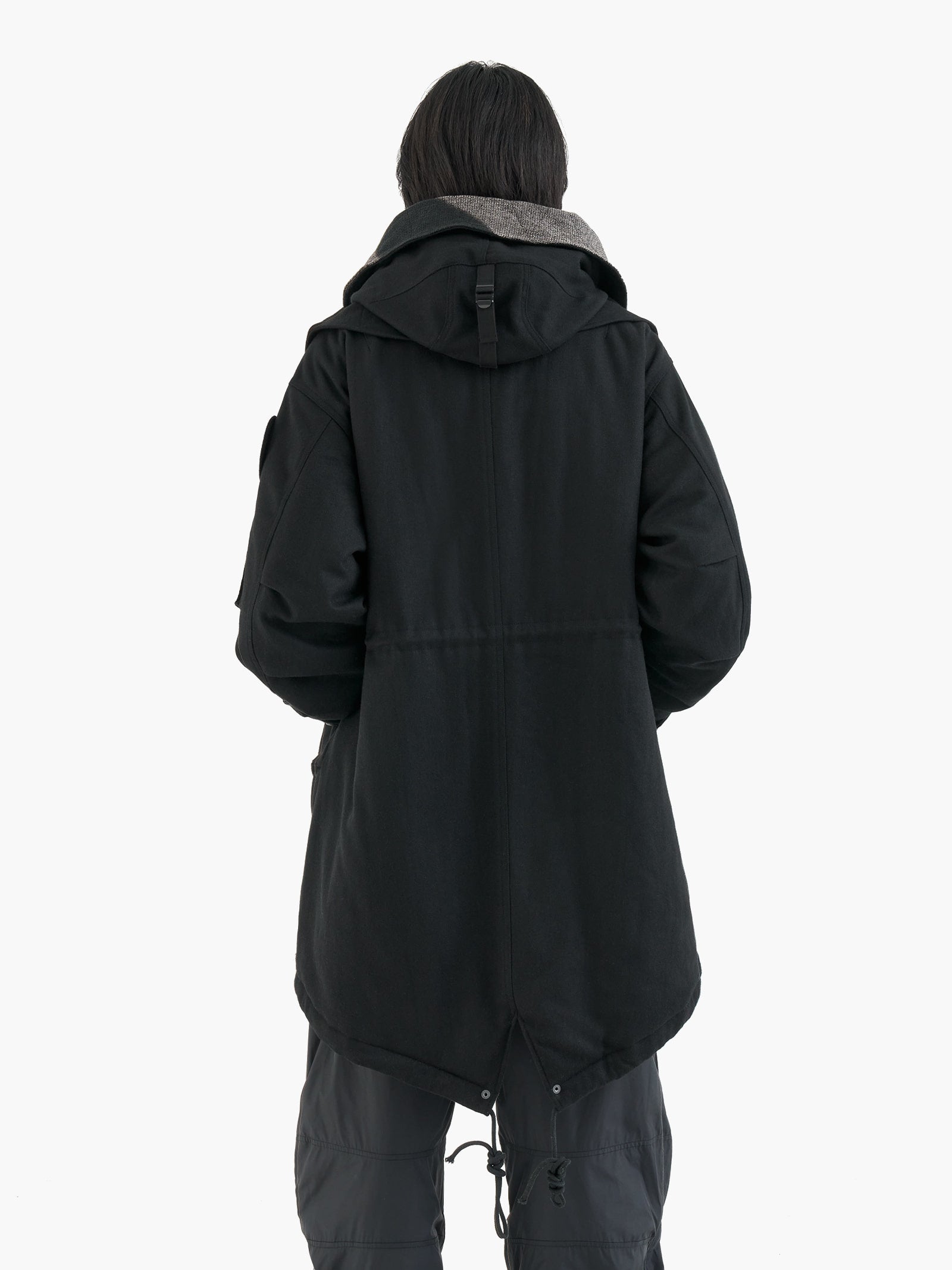 Jiyong Kim - Sun-Bleached Detachable Hood Fishtail Coat (Black) product image 11 | TRAB K-Fashion Australia
