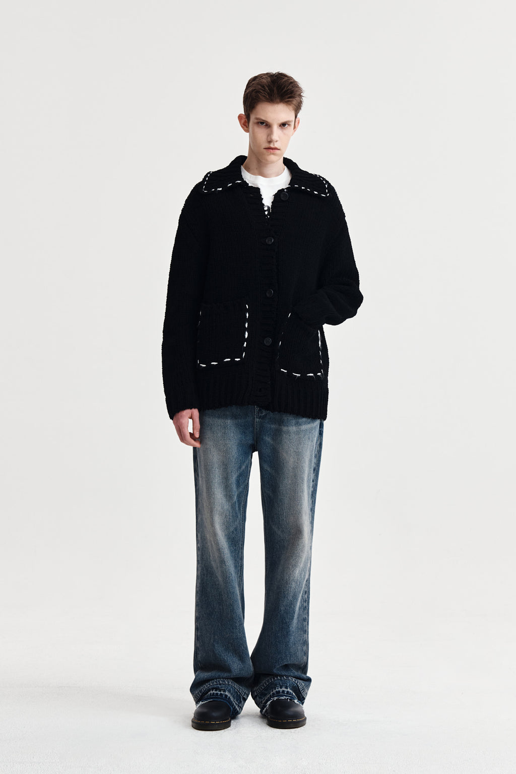 Matin Kim - Handmade Collar Knit Cardigan (Black) product image 8 | TRAB K-Fashion Australia