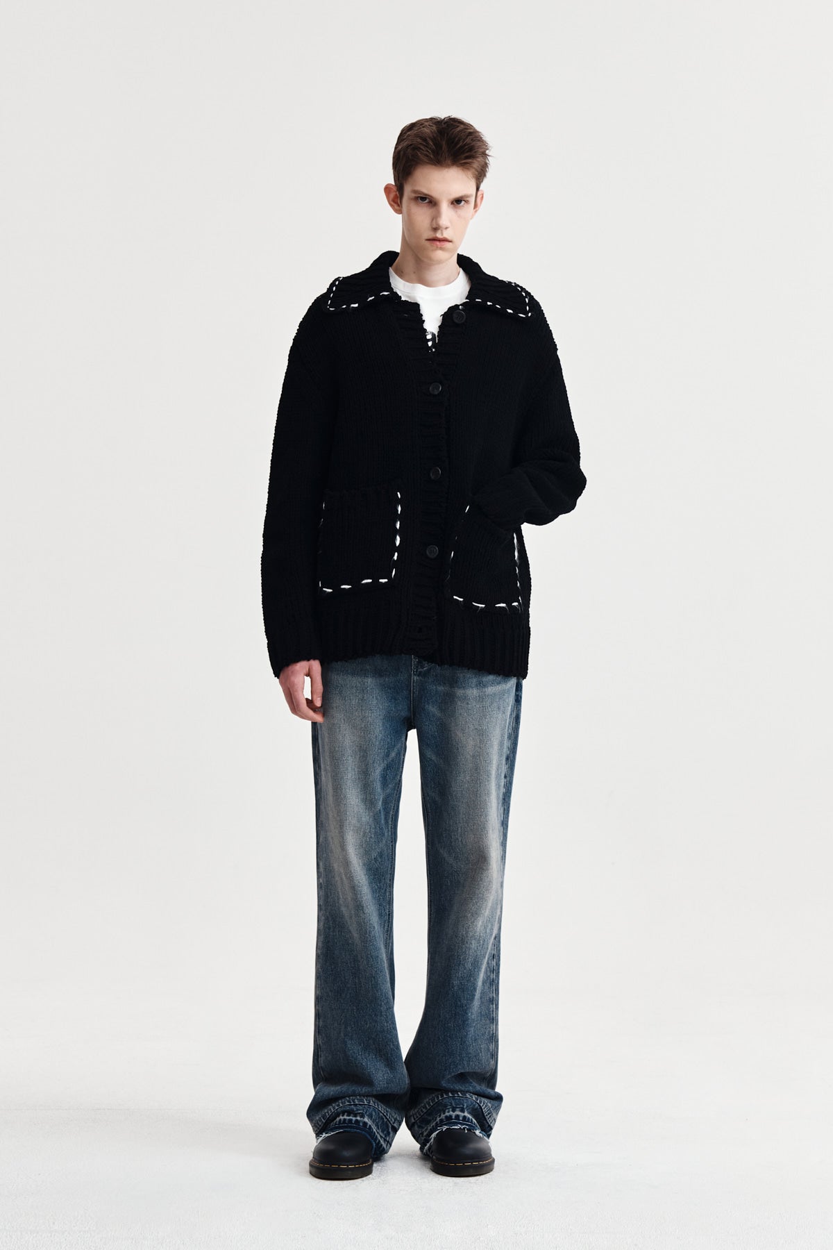 Matin Kim - Handmade Collar Knit Cardigan (Black) product image 8 | TRAB K-Fashion Australia