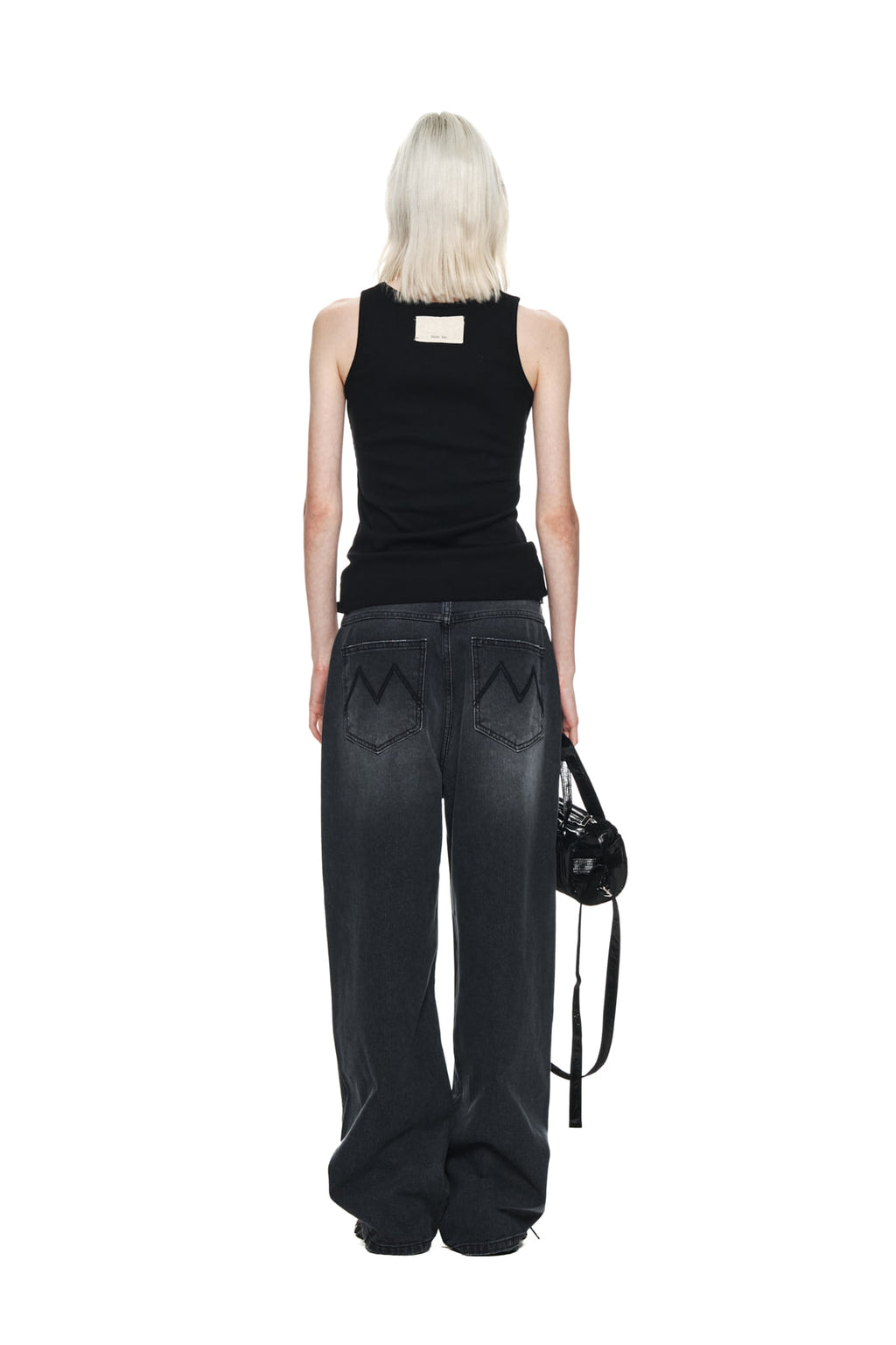 Matin Kim - Flower Printed Denim Pants (Charcoal) product image 7 | TRAB K-Fashion Australia