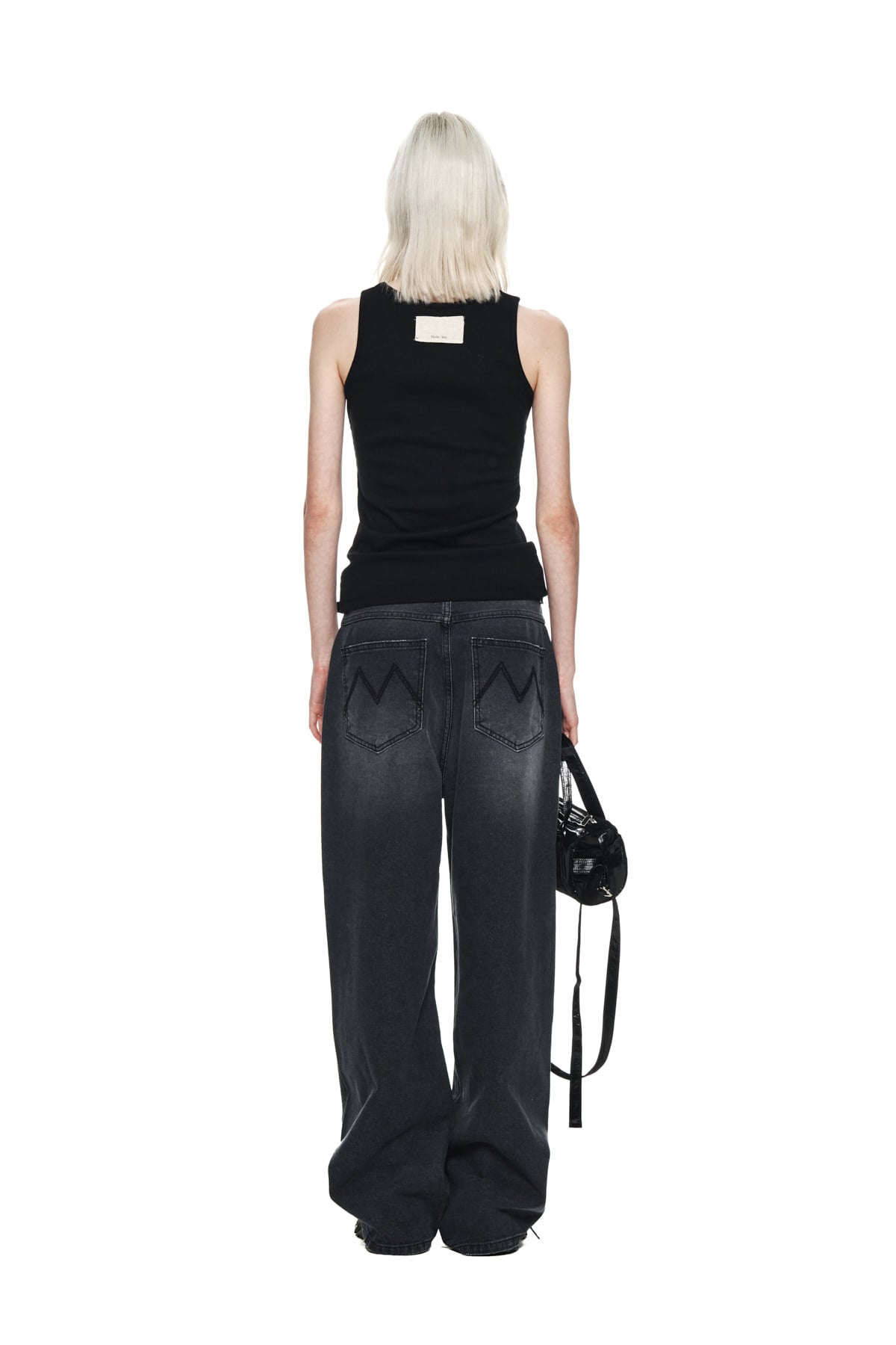 Matin Kim - Flower Printed Denim Pants (Charcoal) product image 7 | TRAB K-Fashion Australia