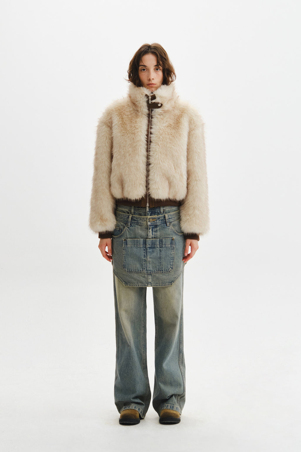 Matin Kim - Apron Layered Denim Pants (Blue) product image 8 | TRAB K-Fashion Australia