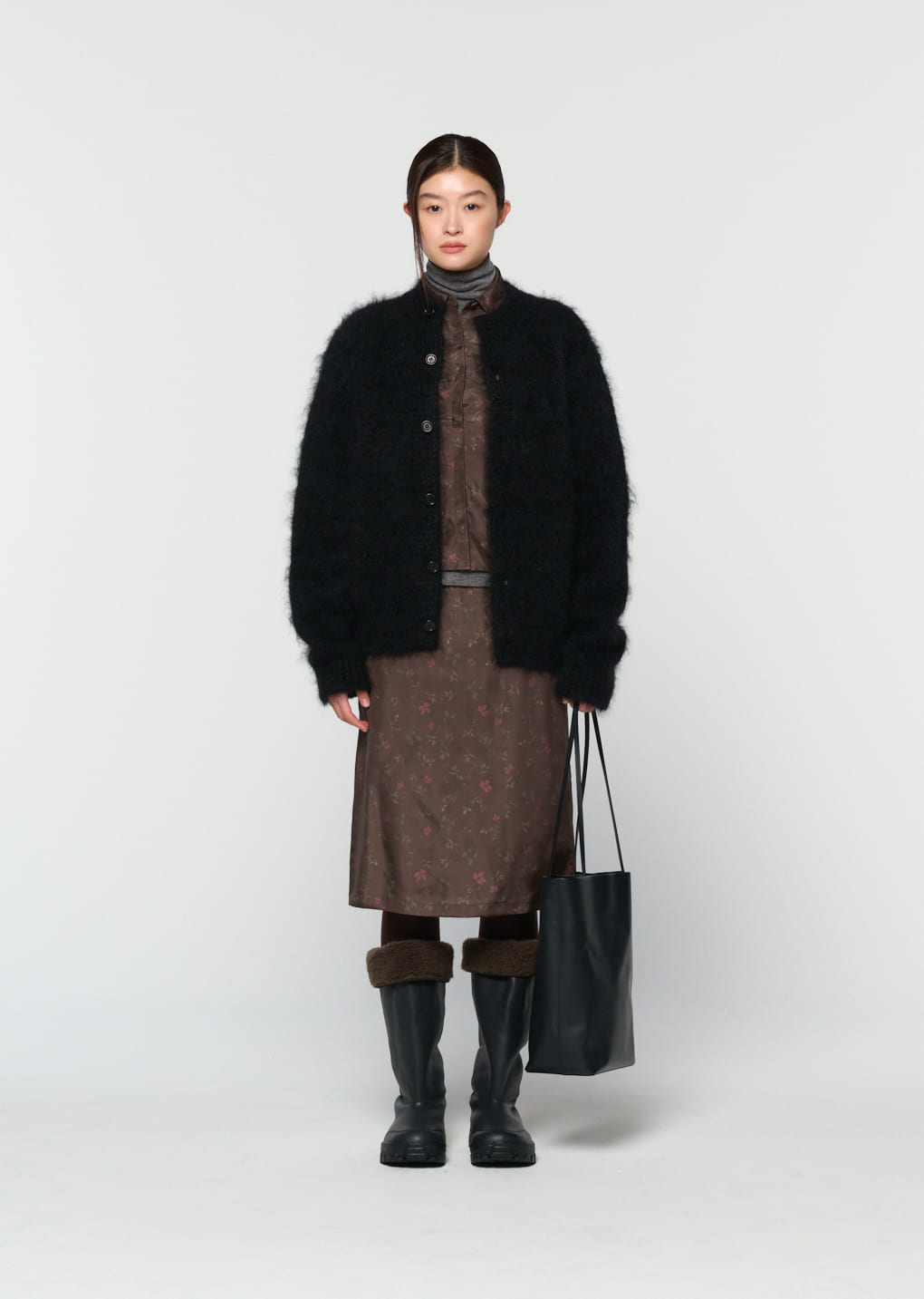 Amomento - men's mohair bulky cardigan (Black) product image 3 | TRAB K-Fashion Australia