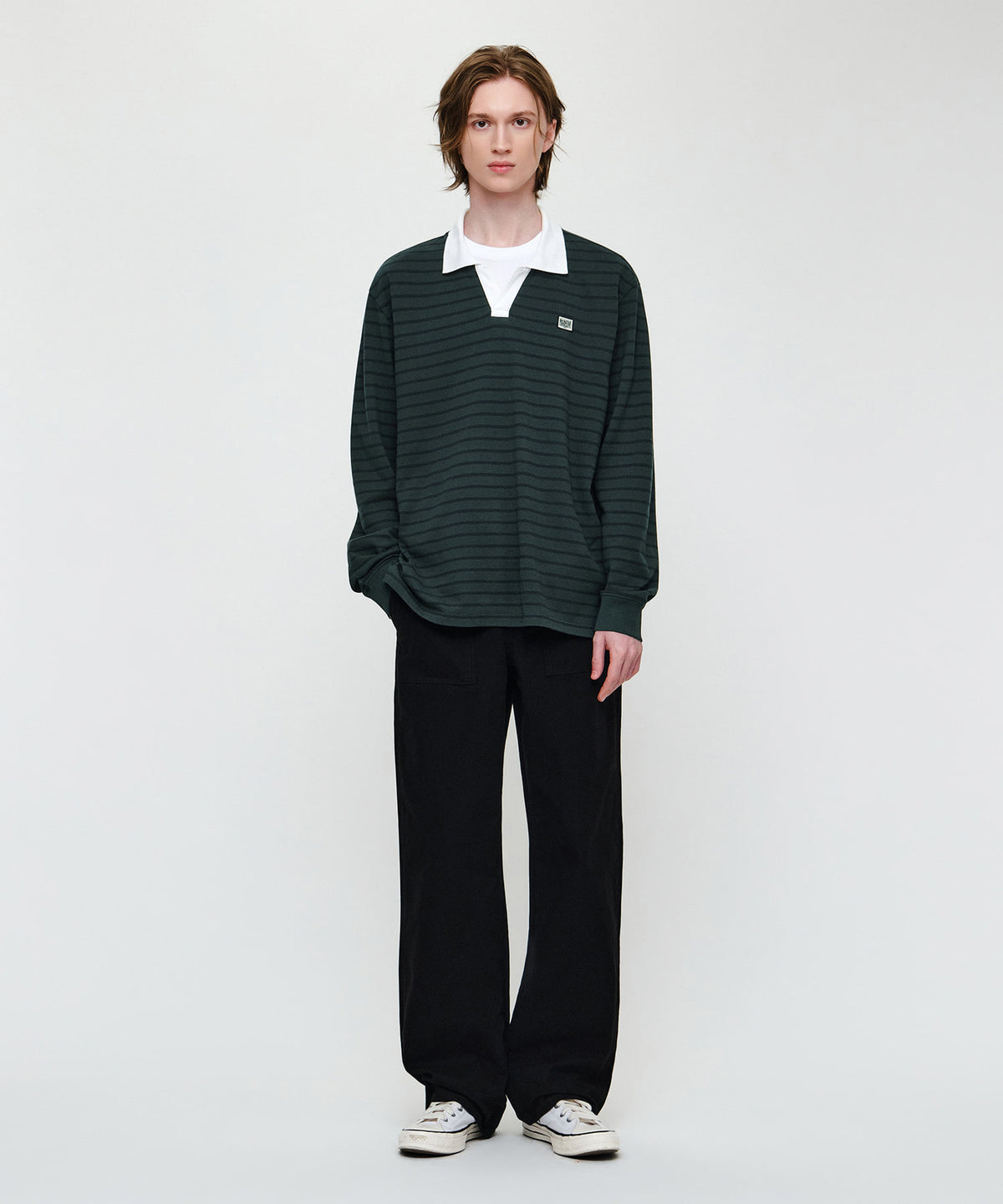 Marithe & Francois Girbaud - Collar Pique Long Sleeve Tee (Stripe) product image 4 | TRAB K-Fashion Australia