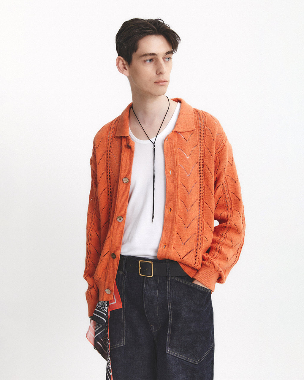 Eastlogue - Herringbone Crochet Cardigan (L.orange) product image 2 | TRAB K-Fashion Australia