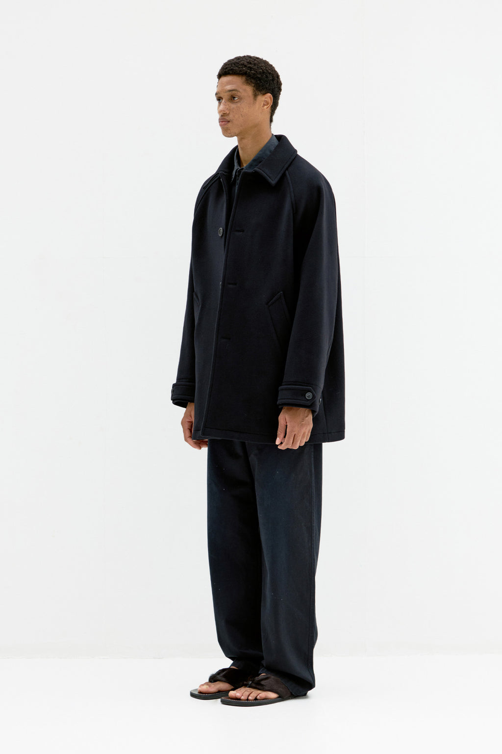 Coor - Fake Leather Trim Bellandi Half Coat (Black) product image 3 | TRAB K-Fashion Australia