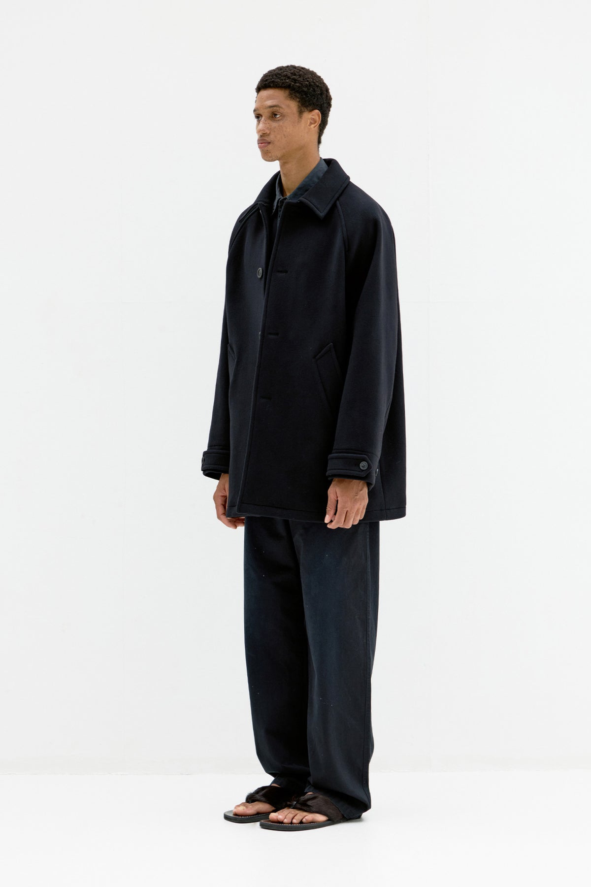 Coor - Fake Leather Trim Bellandi Half Coat (Black) product image 3 | TRAB K-Fashion Australia