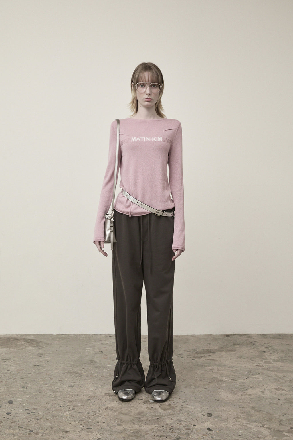 Matin Kim - Glitter Slim Logo Knit Top (Pink) product image 10 | TRAB K-Fashion Australia