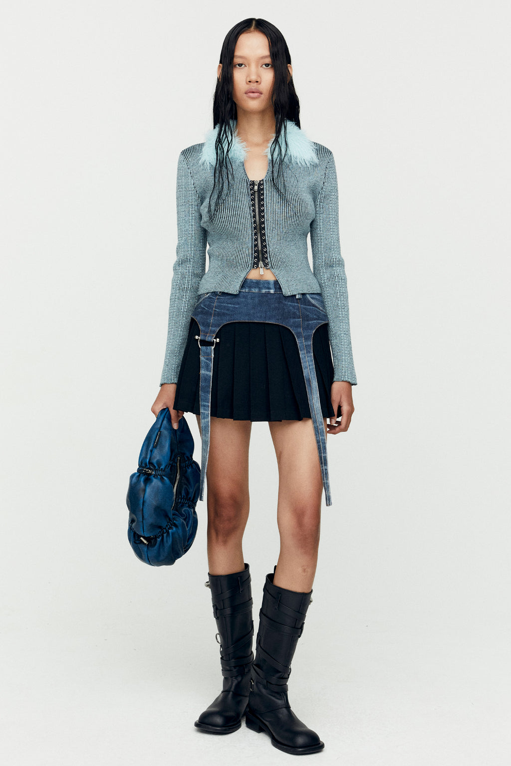 Andersson Bell - Lace-Up Knit Cardigan (Blue) product image 5 | TRAB K-Fashion Australia