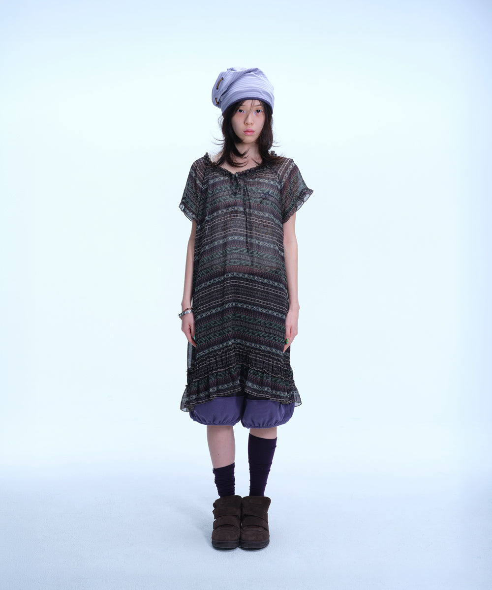 Coyseio - Chiffon Shirring One Piece (Dark Green) product image 9 | TRAB K-Fashion Australia